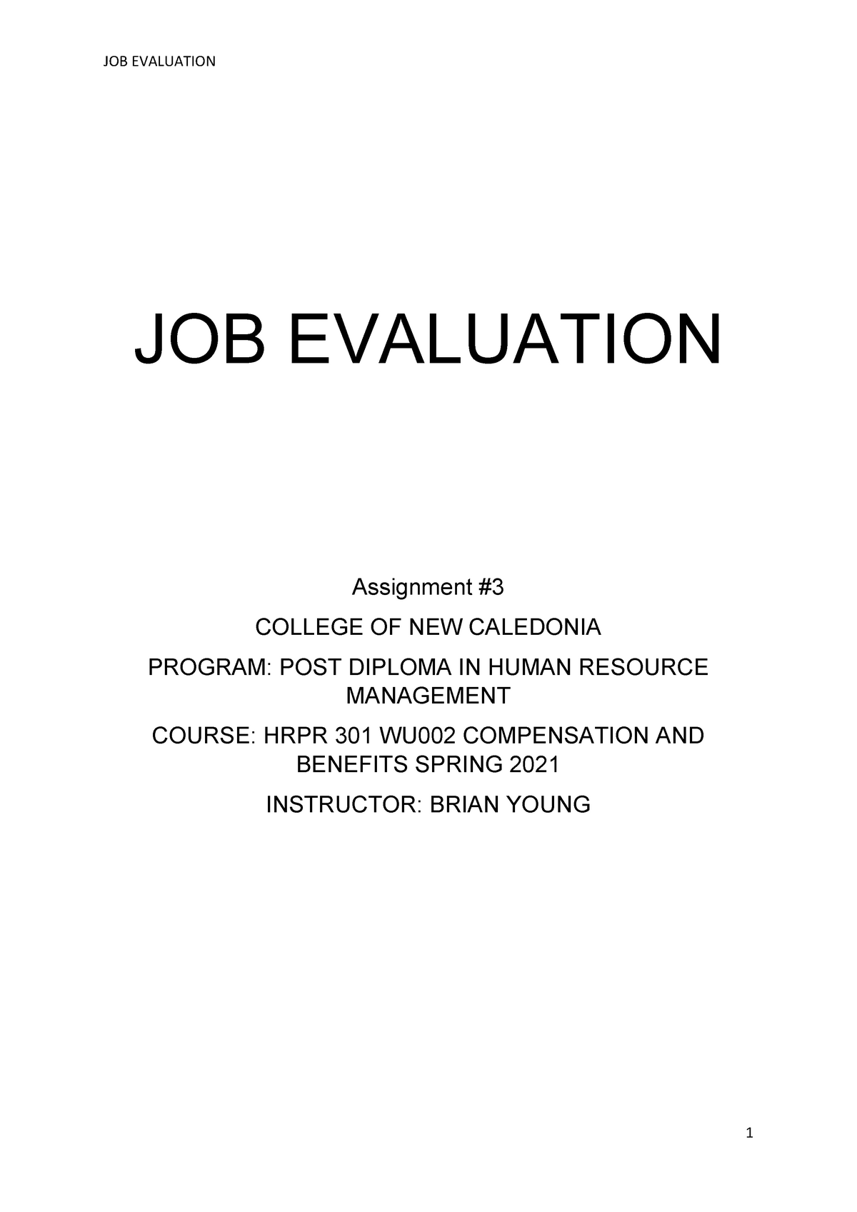 job evaluation assignment