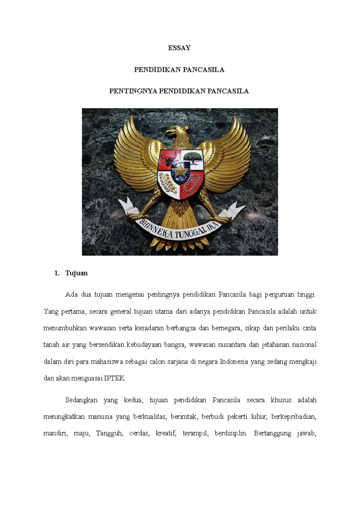 contoh essay pancasila