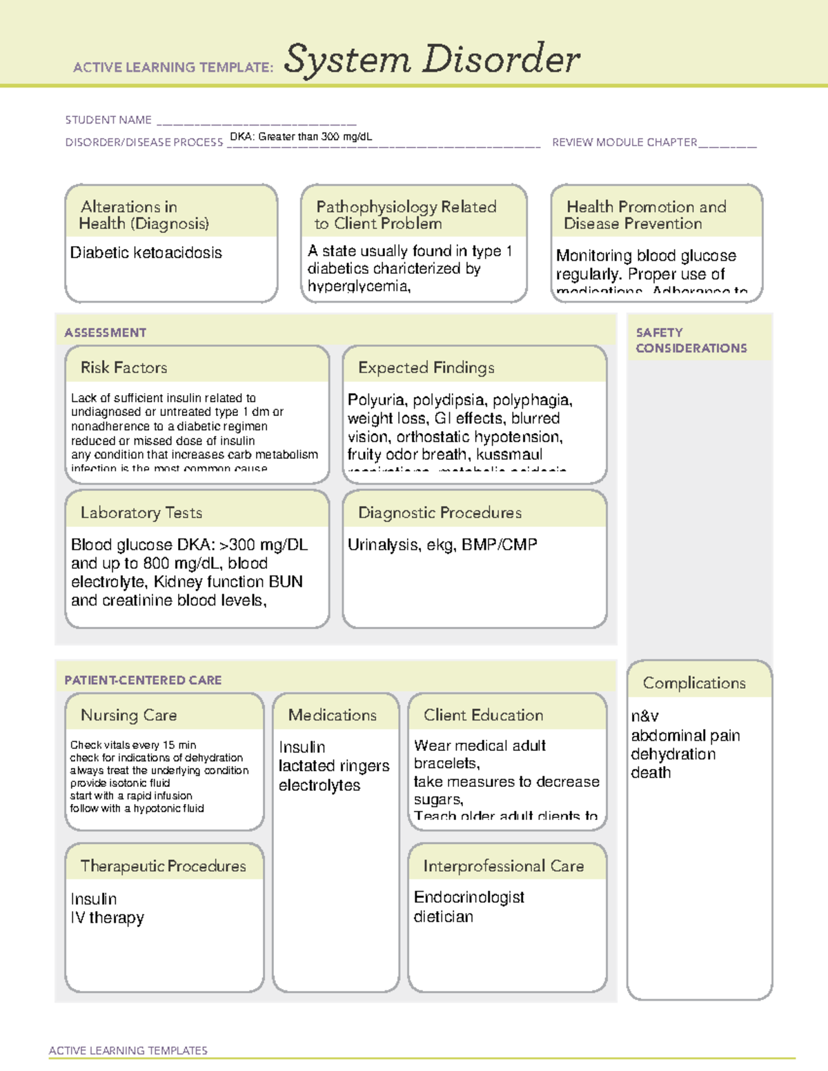 Ati Diagnostic Template Dka