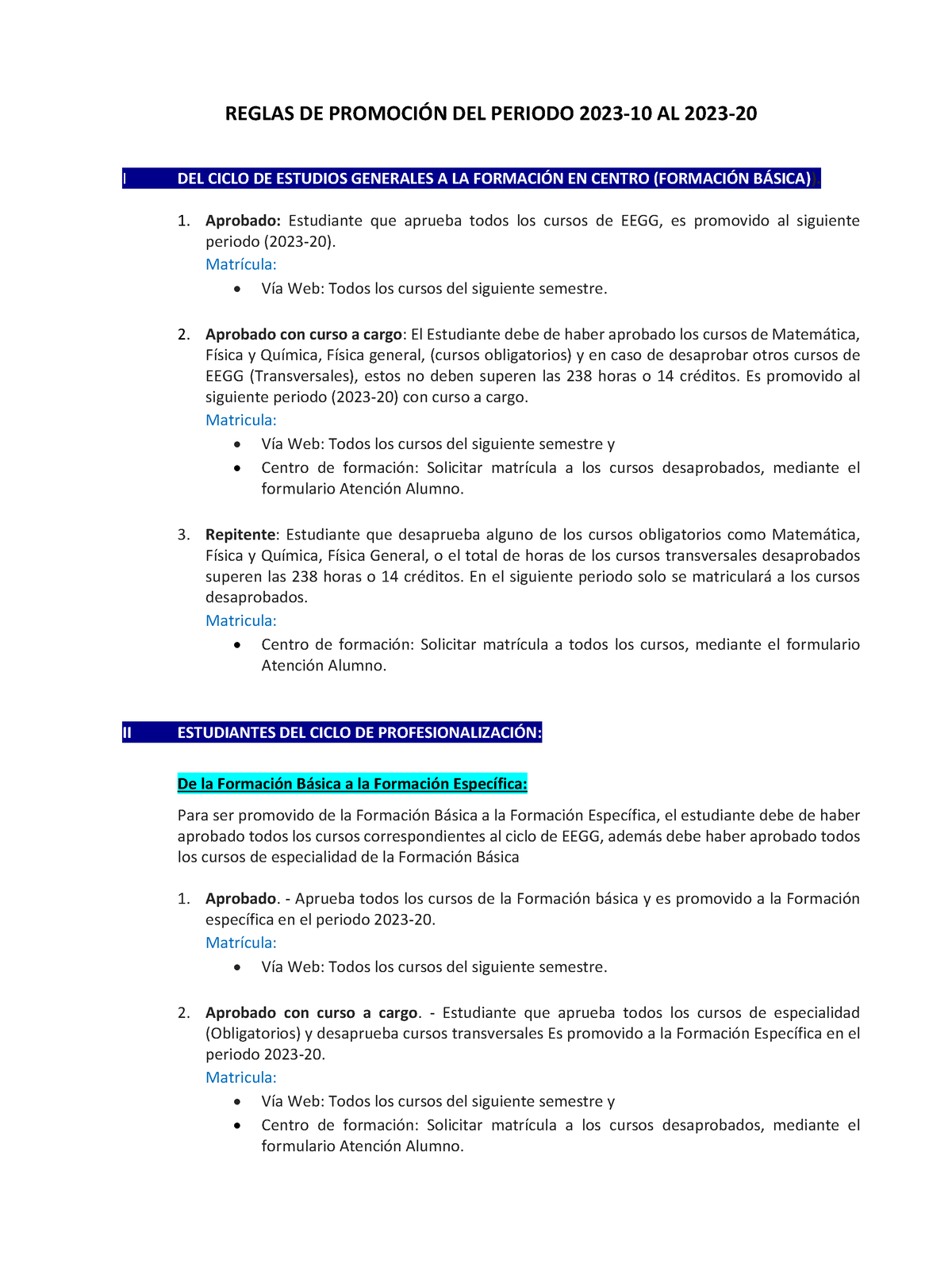 Reglas De Promocion 202310 Al 202320 - REGLAS DE PROMOCI”N DEL PERIODO ...