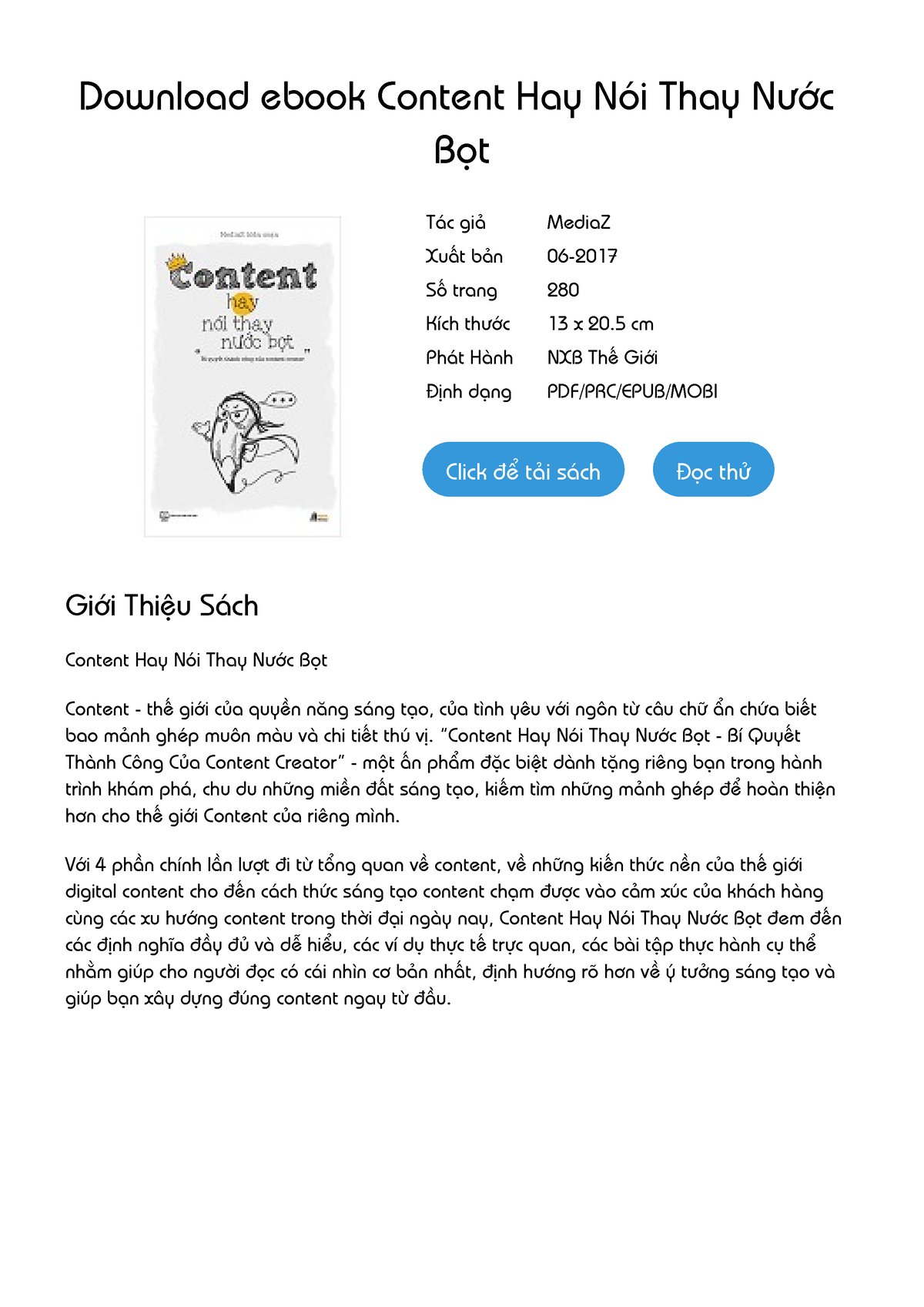 How to download the ebook Sách content hay nói thay nước bọt in PDF format?