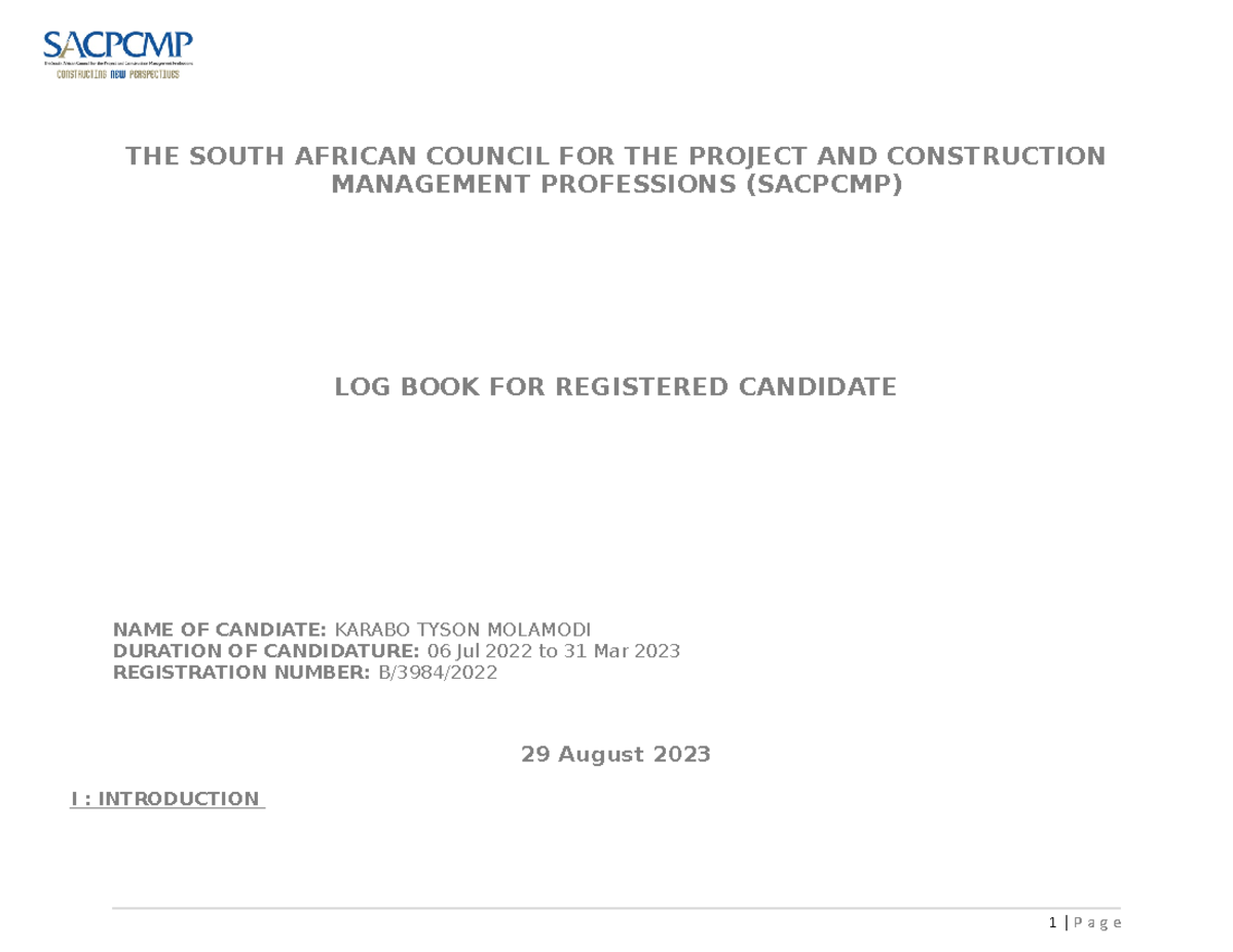 THE South African Council FOR THE Project AND Construction Management ...