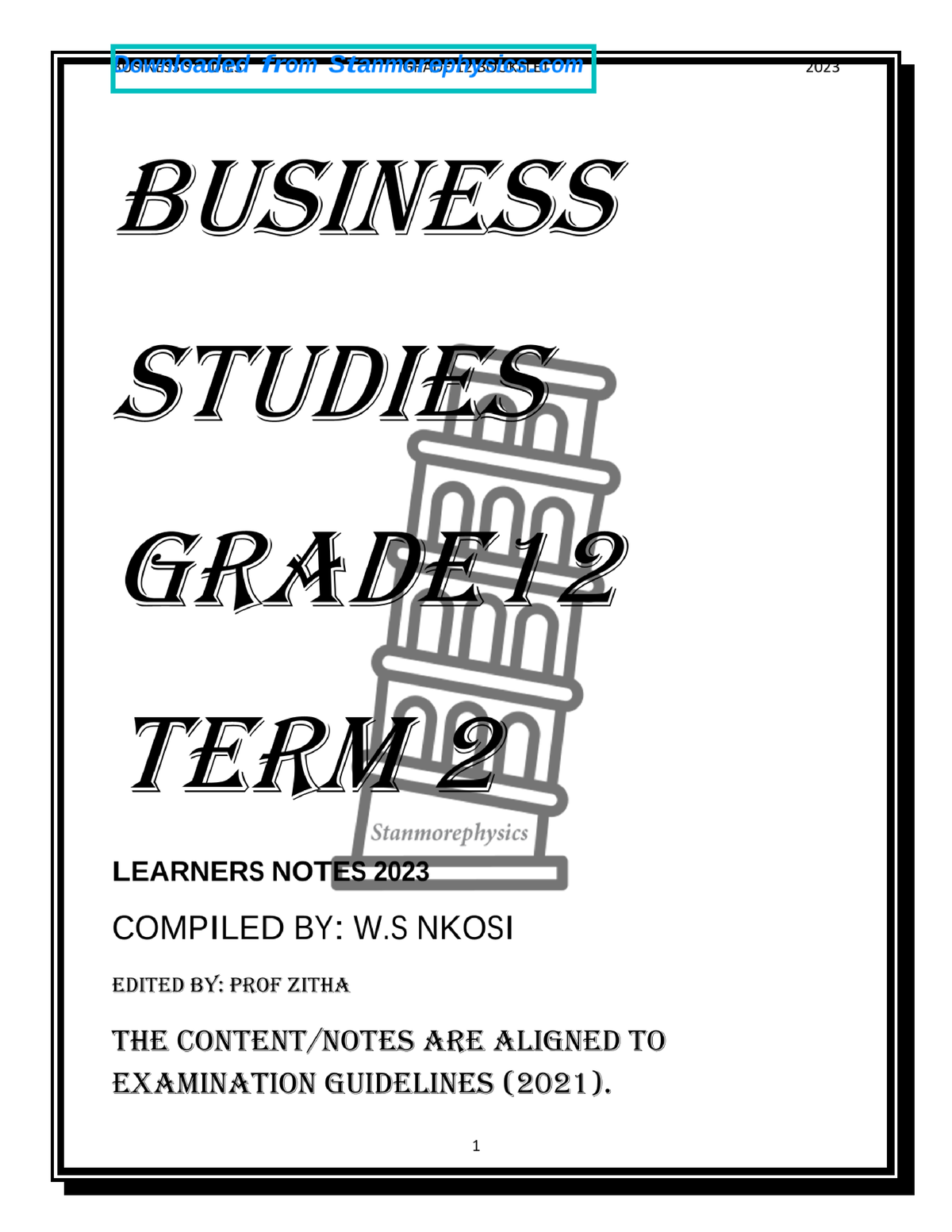 business studies grade 12 assignment term 2