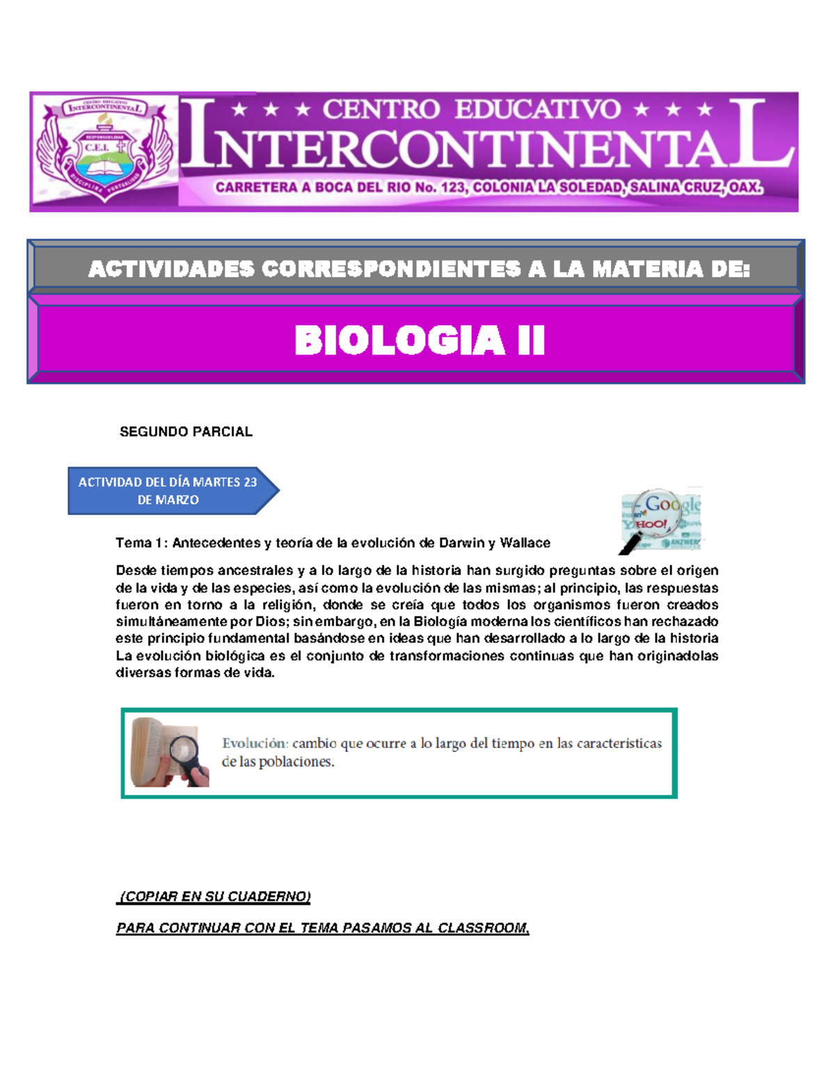 Biologia II Segundo Parcial - SEGUNDO PARCIAL Tema 1: Antecedentes Y ...