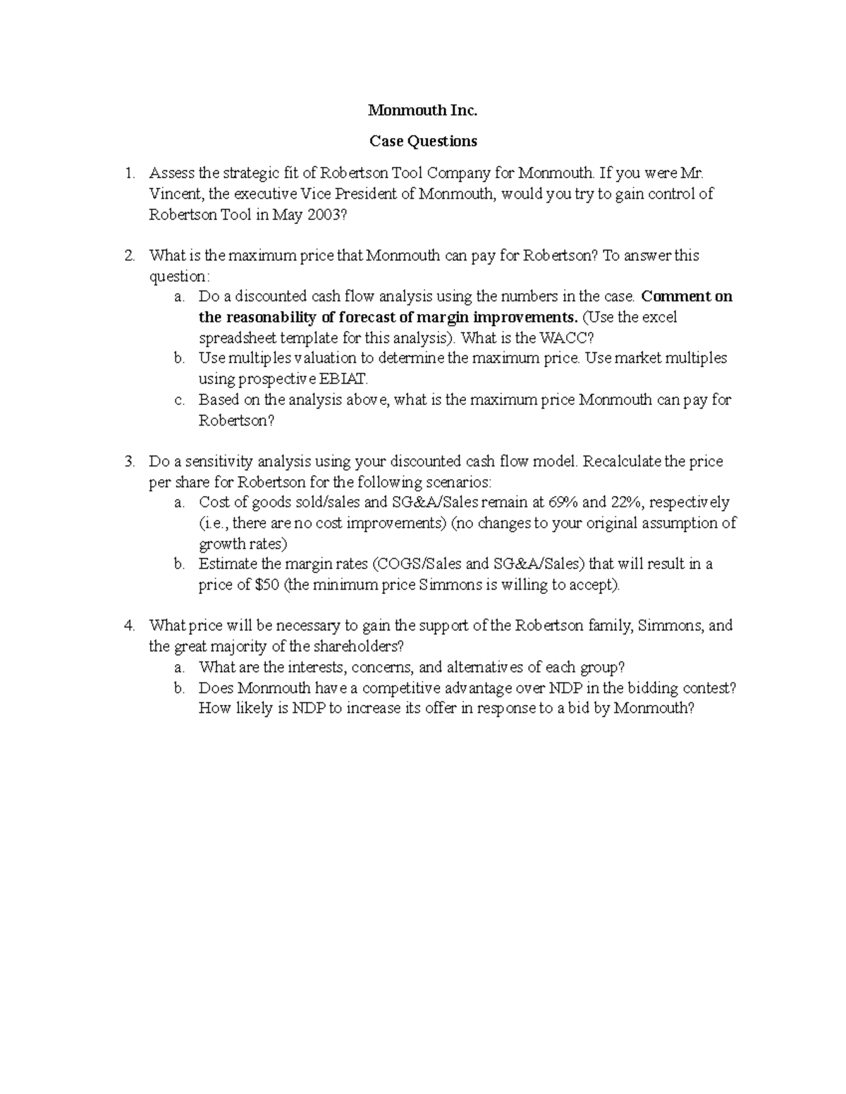 Monmouth Inc Questions AF495 UMass Boston Studocu