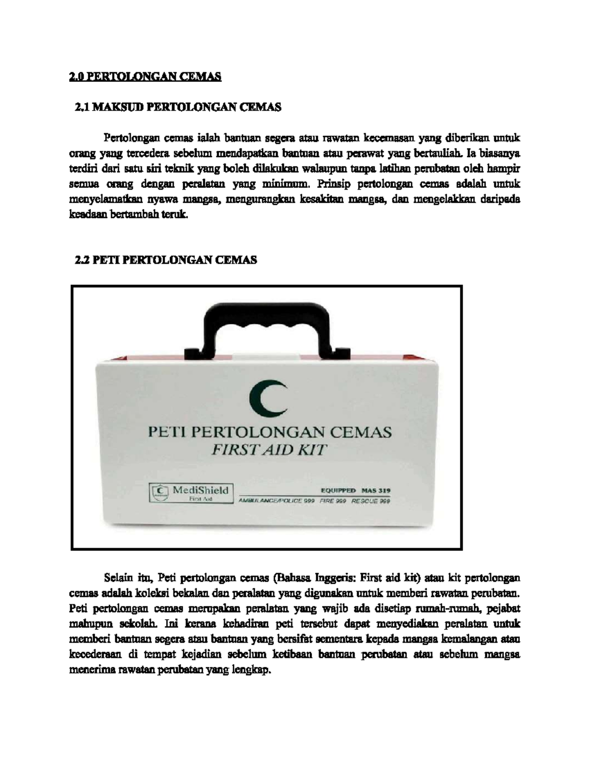 HBU111 Pertolongan Cemas - 2 PERTOLONGAN CEMAS 2 MAKSUD PERTOLONGAN ...