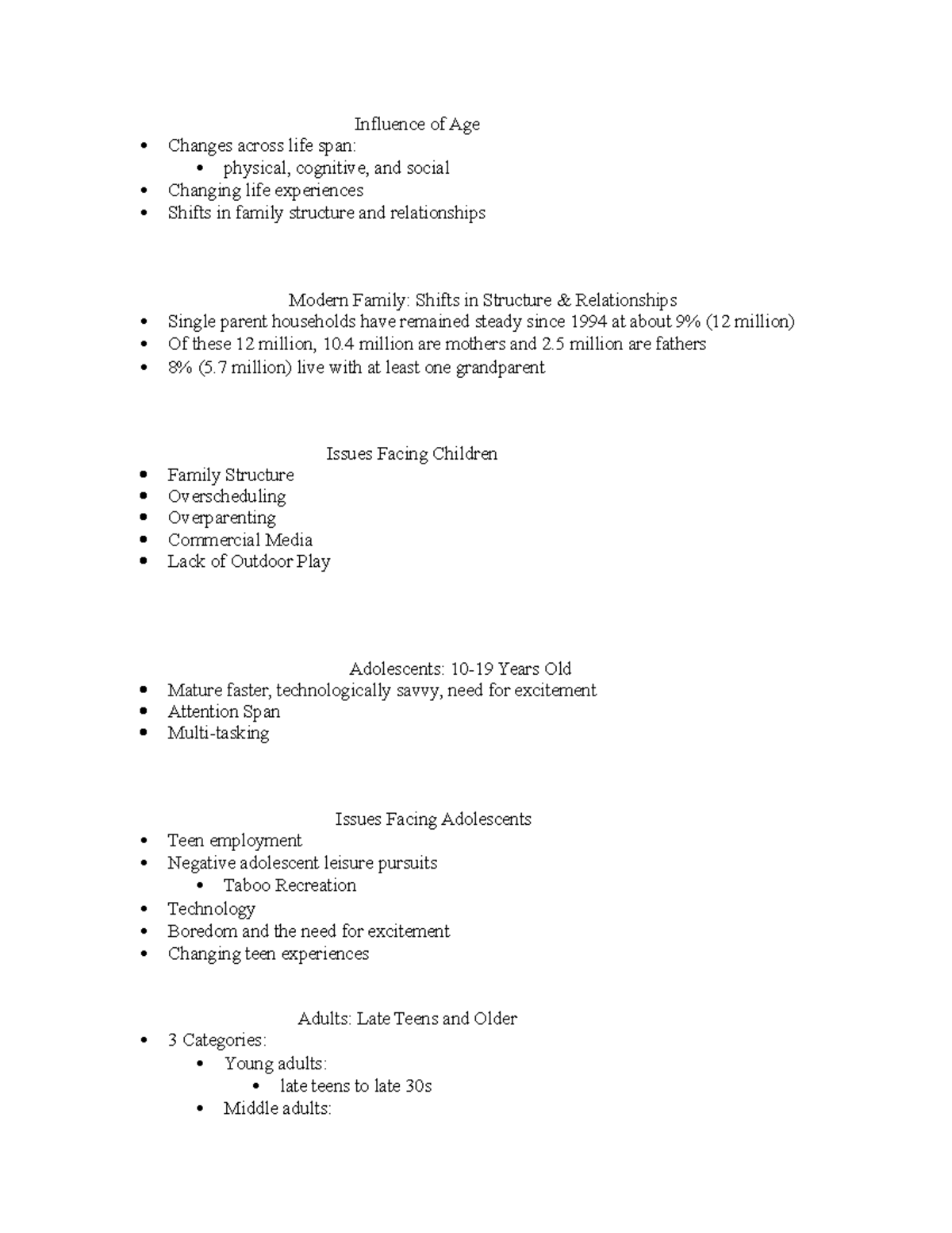 RSM 242 Leisure and Age - Changes across life span:Influence of Age ...