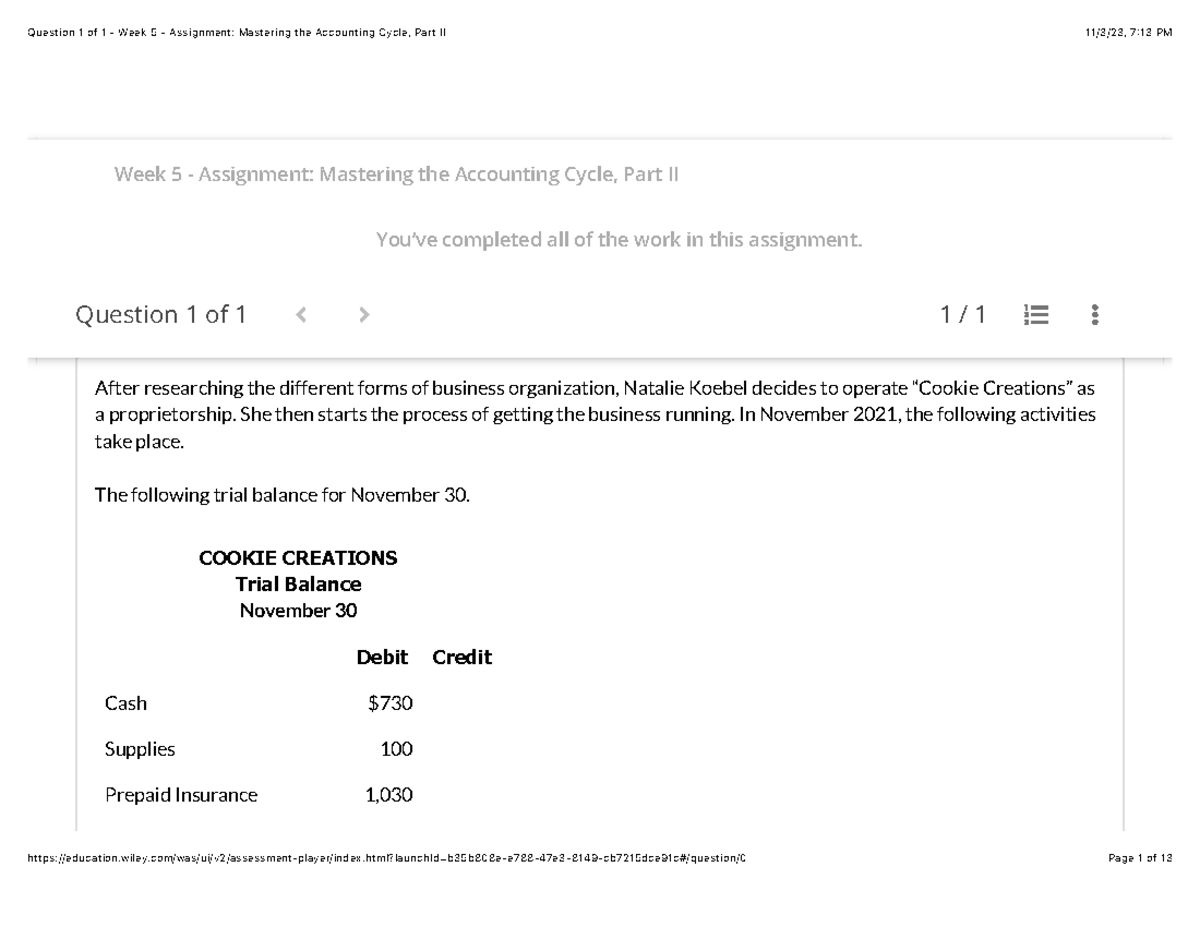 accounting assignment 5 week