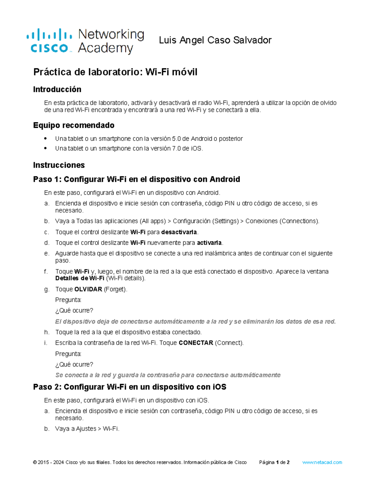 7.5.1.2 Lab - Mobile Wi-Fi 1 - Práctica de laboratorio: Wi-Fi móvil ...