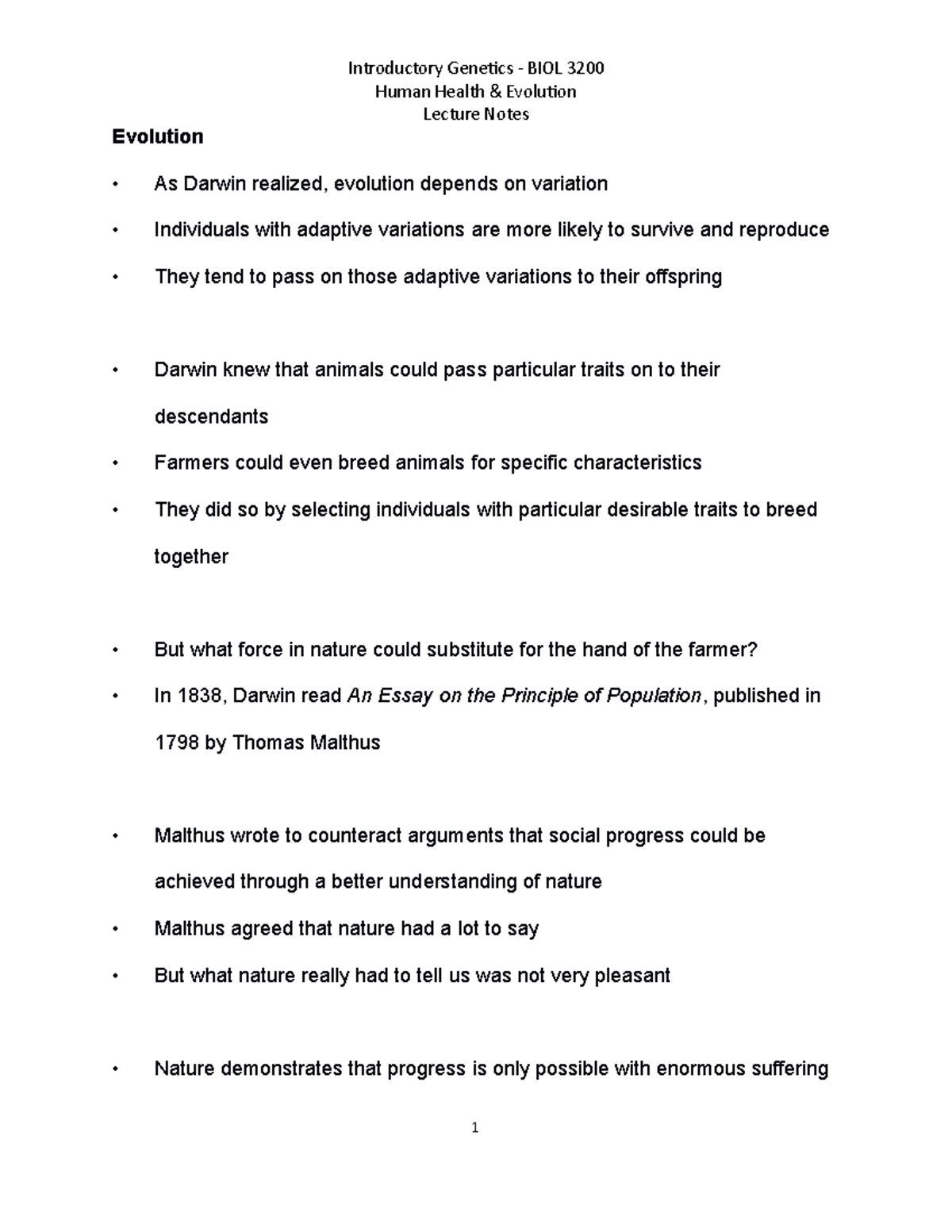 2021 BIOL 3200 Genetics Lecture Notes Evolution Health - Lecture Notes ...