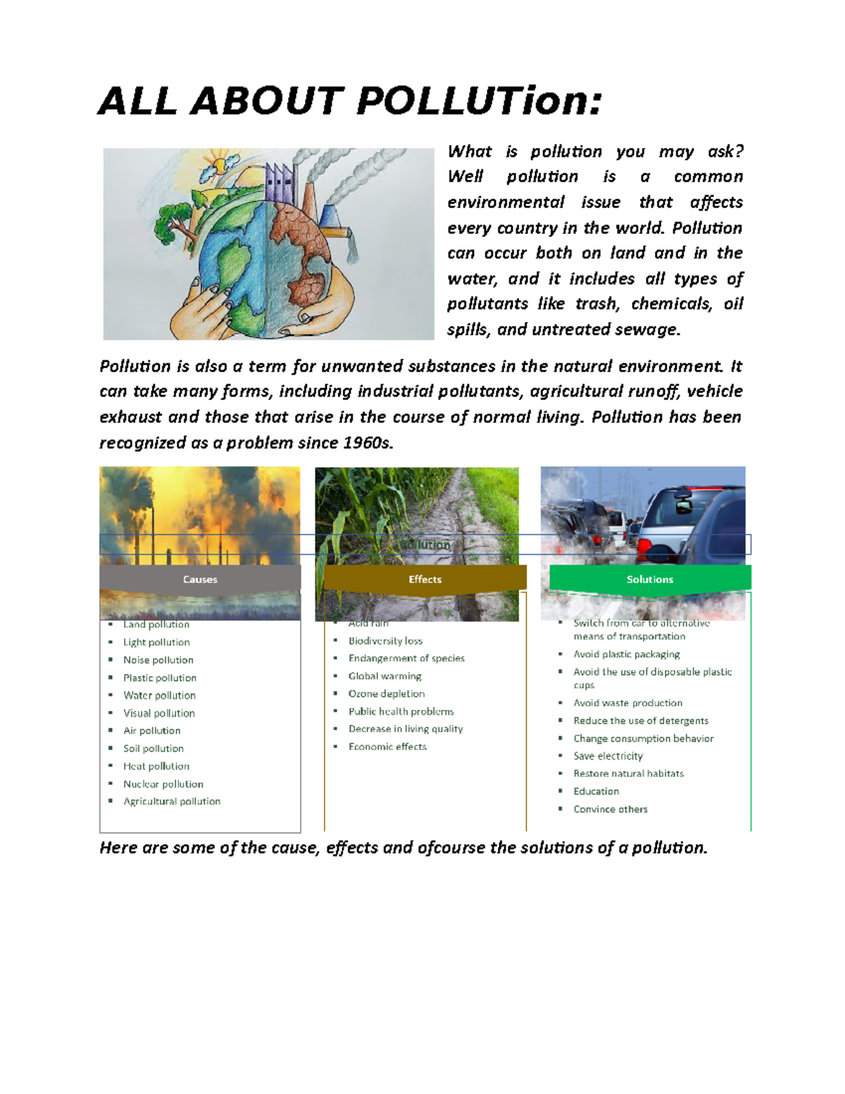 ALL About Pollution - ALL ABOUT POLLUTion: What is pollution you may ...