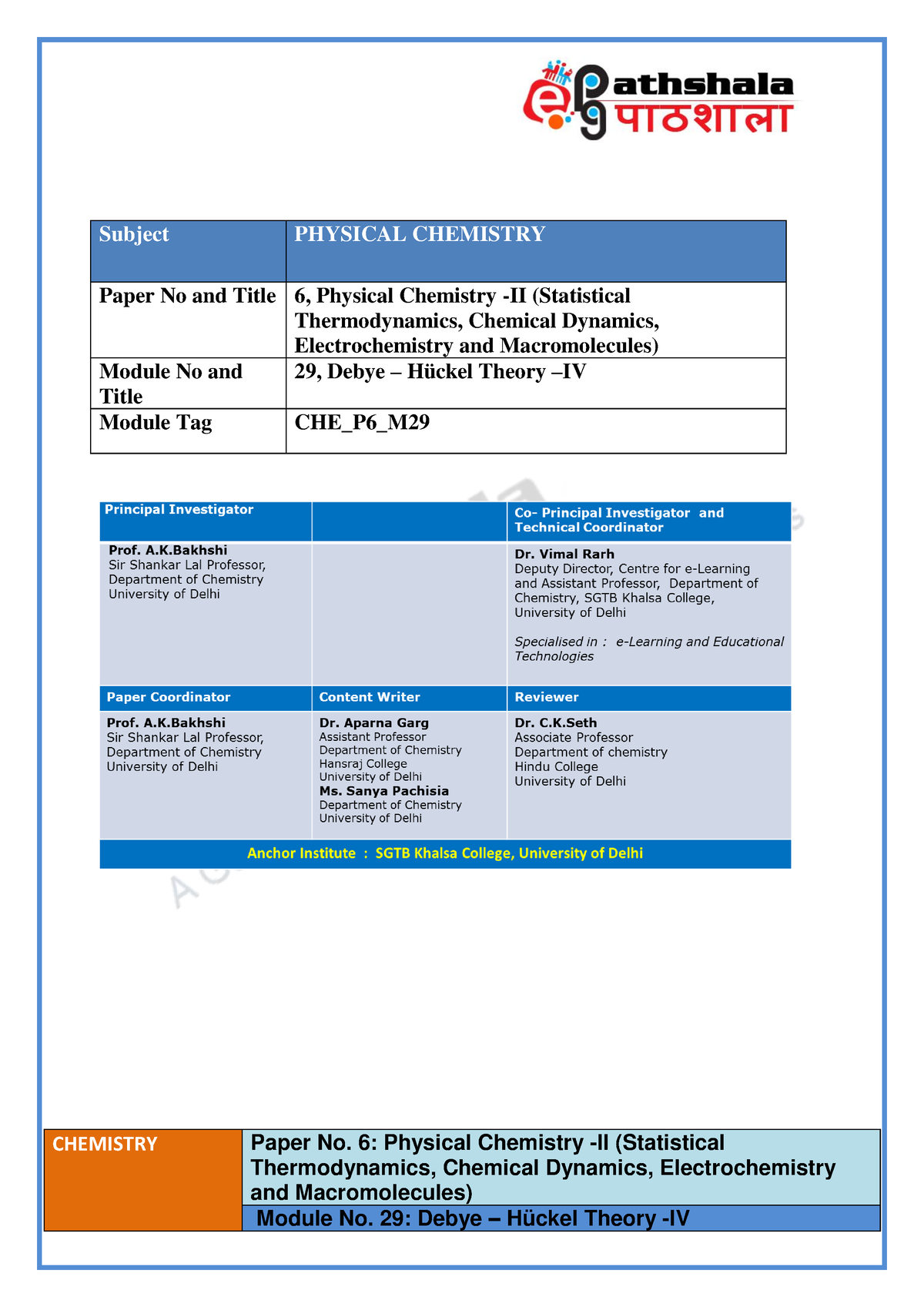 1515648505 CHE P6 M29 Etext - CHEMISTRY Paper No. 6: Physical Chemistry ...