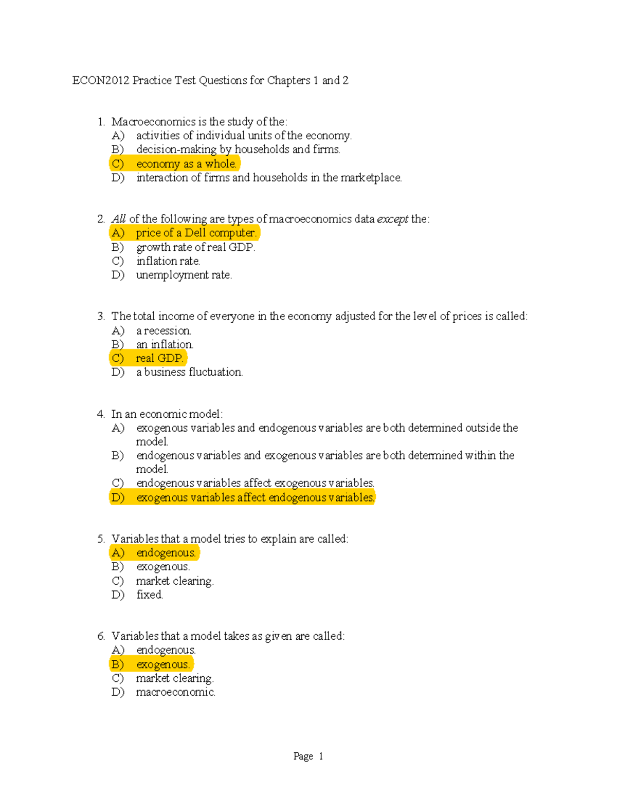 Chapters 1 and 2 - chapter 1& 2 notes - ECON2012 Practice Test ...