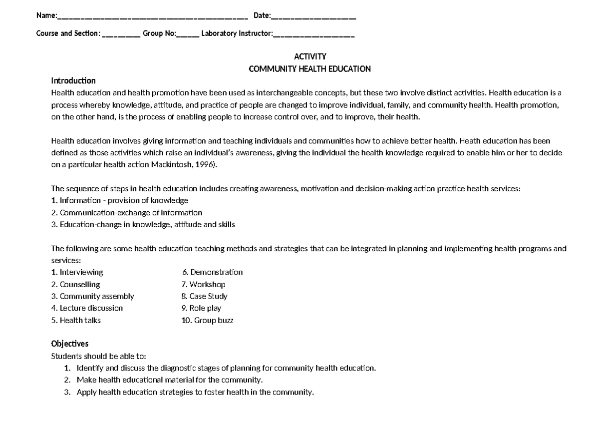 PH+ Activity+3A prioritization of problemss survey form fin+ - Course ...