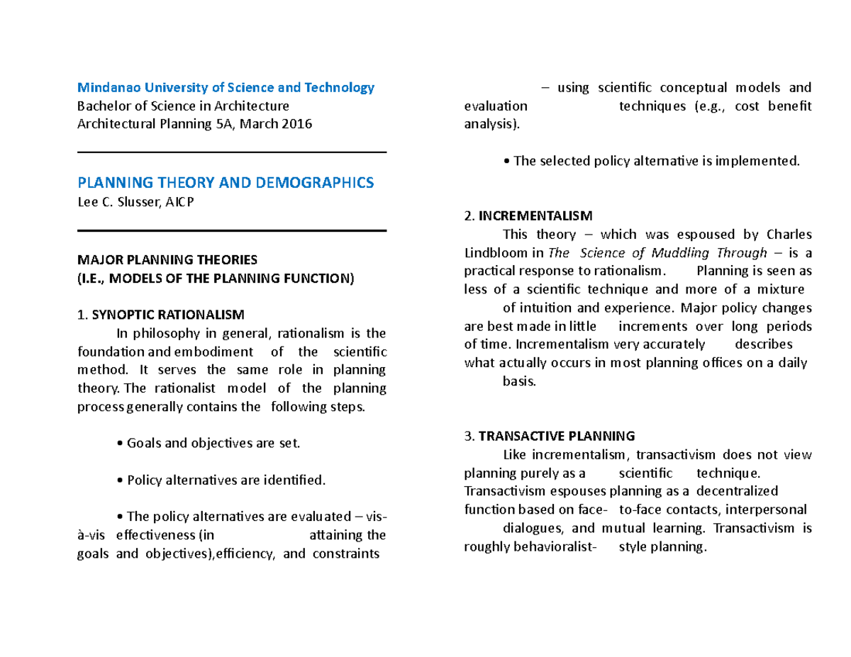 architecture-planning-theory-and-demographics-summative-lecture-notes