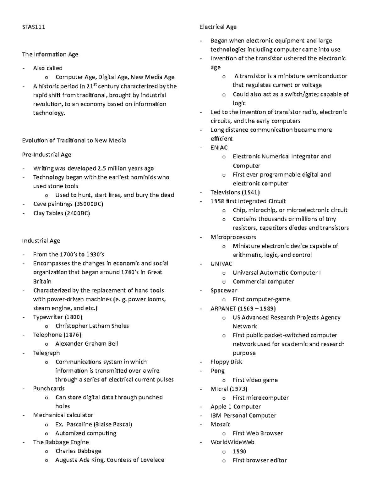 SCIENCE, TECHNOLOGY AND SOCIETY Technology Final EXAM - STAS The ...