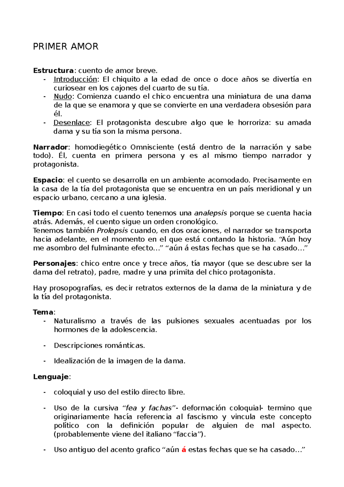 Primer AMOR PRIMER AMOR Estructura cuento de amor breve
