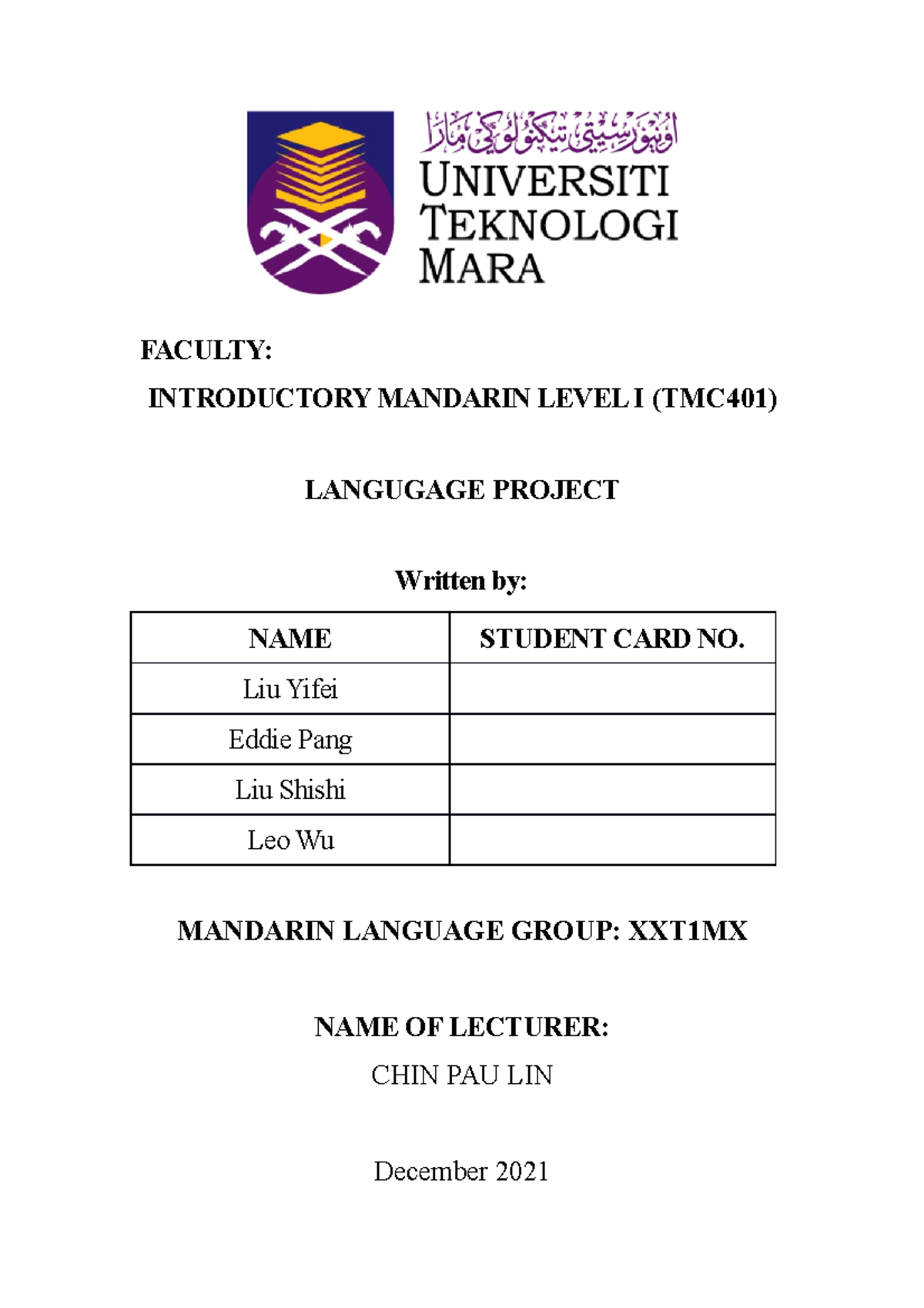 Script Writing Template Tmc401 Faculty Introductory Mandarin Level Script Writing Template Tmc401 Faculty Introductory Mandarin Level