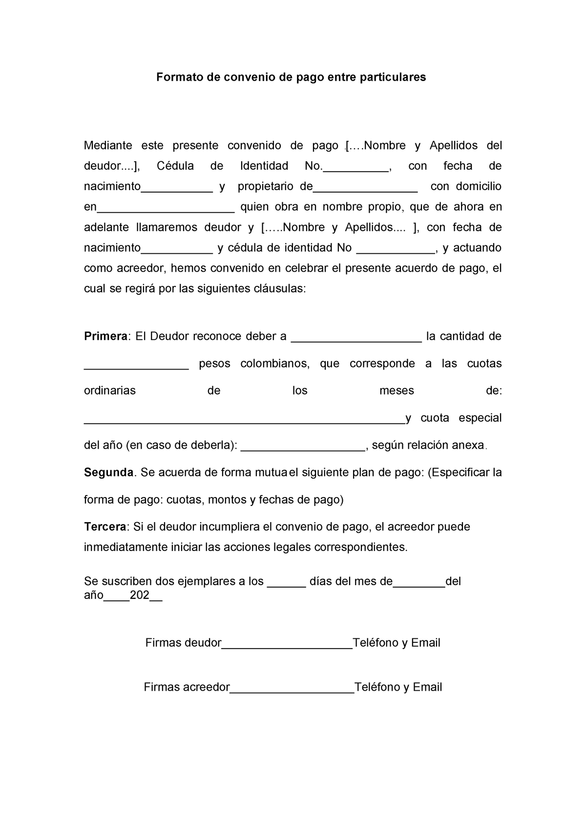 Formato De Convenio De Pago Formato De Convenio De Pago Entre Particulares Mediante Este