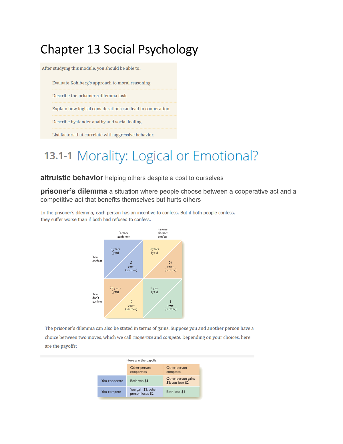 Chapter 13 Terms Psychology Chapter 13 Social Psychology Altruistic Behavior Helping Others 5054