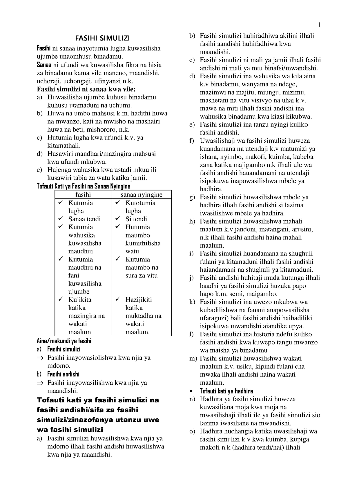 Fasihi Simulizi Notes - FASIHI SIMULIZI Fasihi Ni Sanaa Inayotumia ...