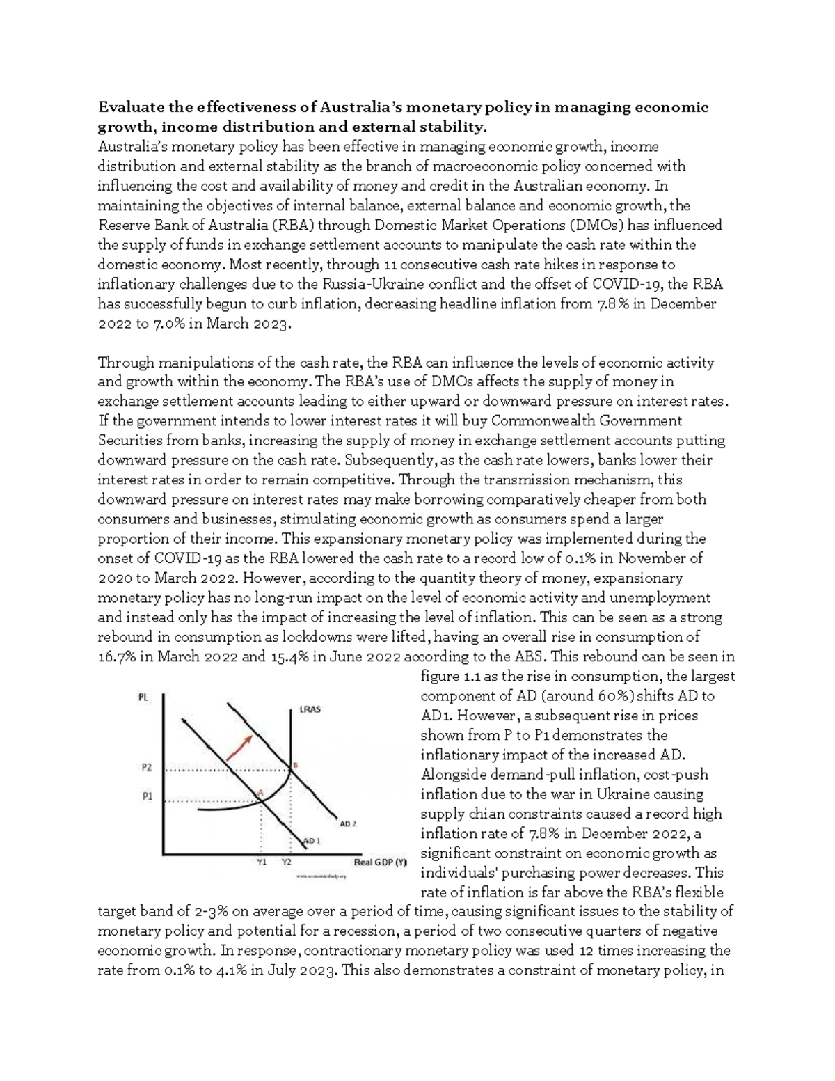 monetary policy essay hsc economics