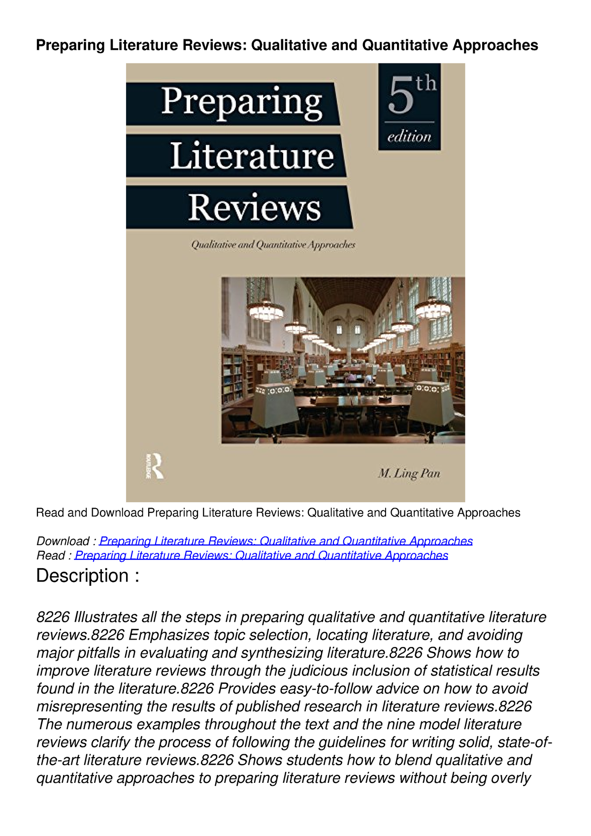 preparing literature reviews 5th edition pdf