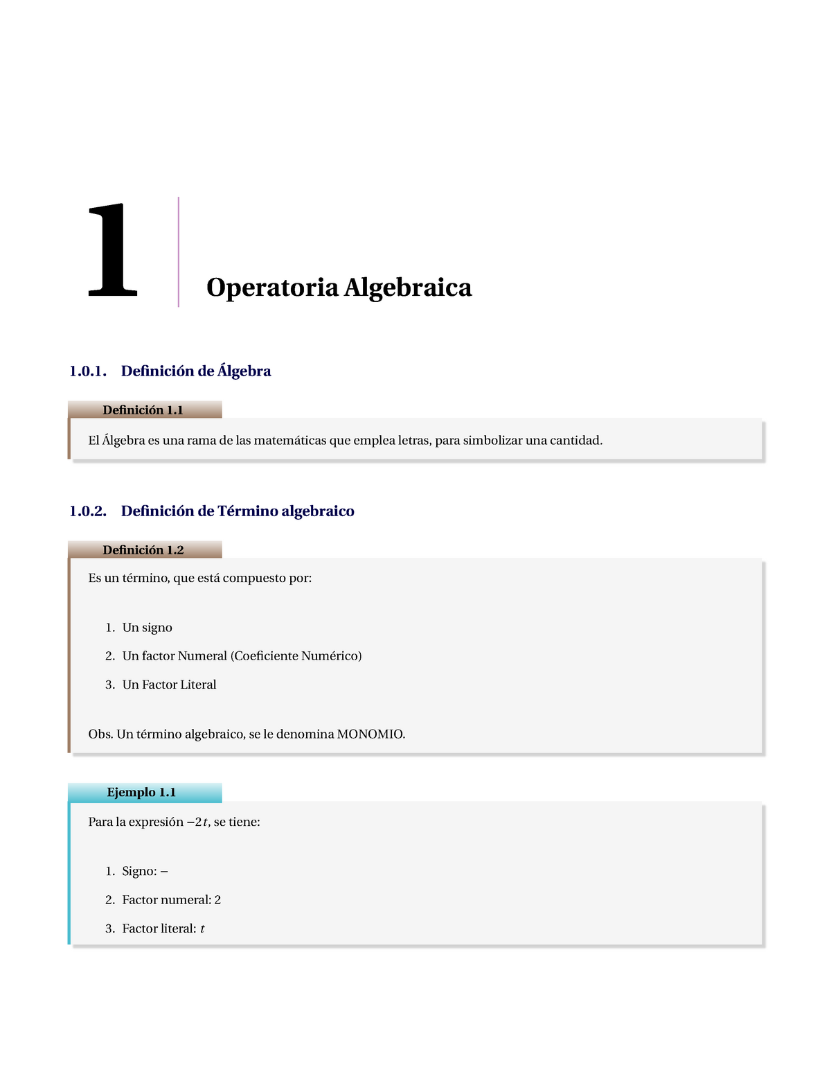Mcum1001u1 Matematicas 1 Operatoria Algebraica 10 Definición De Álgebra Definición 1 El 9458