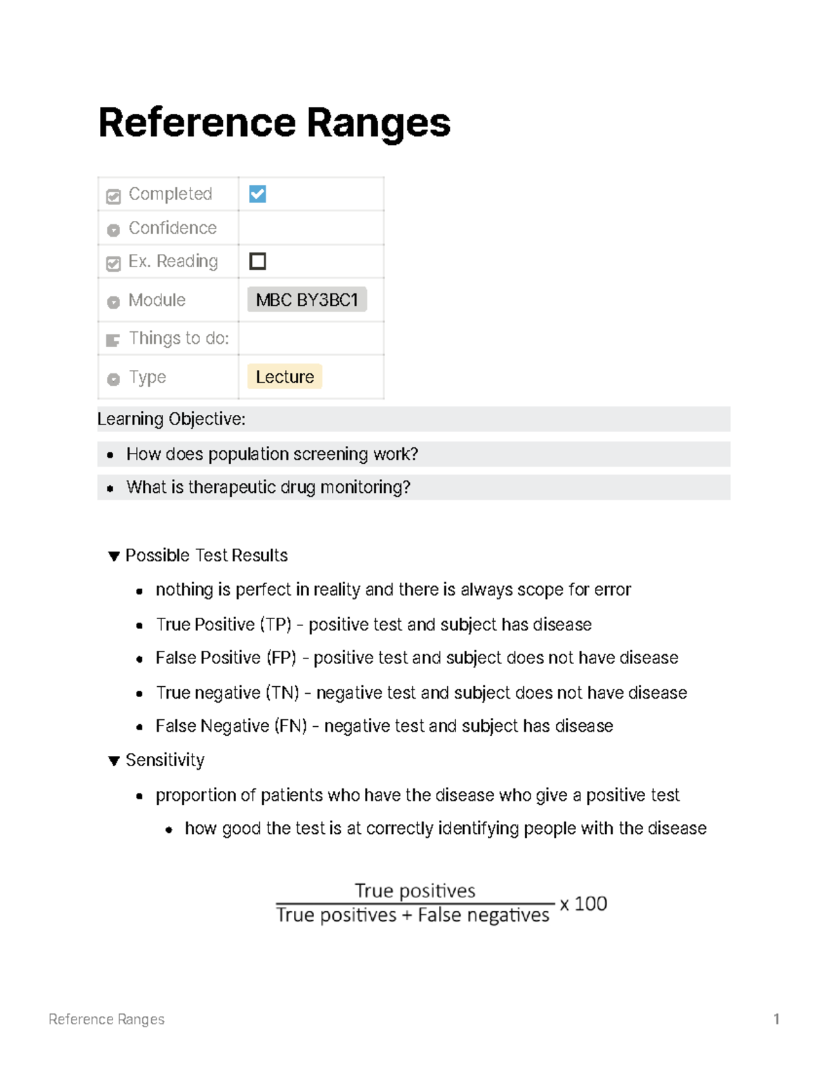 Reference Ranges - Lecture notes 2 - Reference Ranges Completed ...