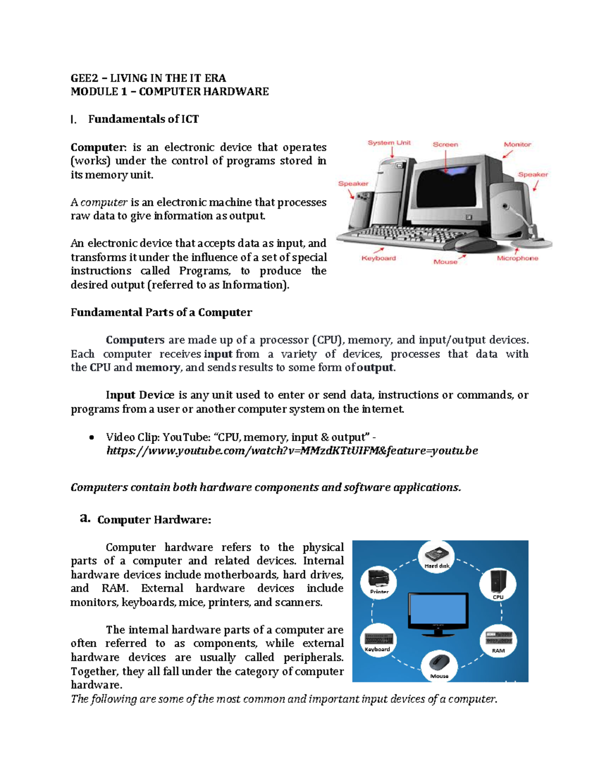 GEE2 - Module 1 Lecture 1 - GEE2 – LIVING IN THE IT ERA MODULE 1 ...