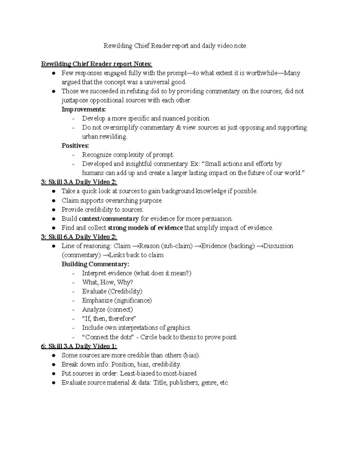 Rewildling Chief Reader report and daily video notes - Rewilding Chief ...