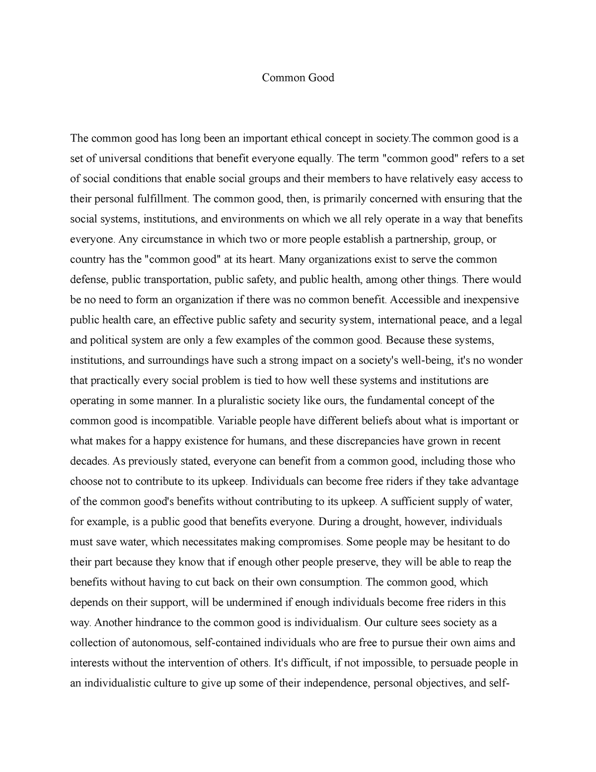 essay on common good