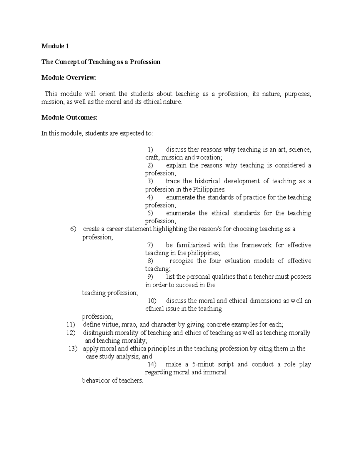 1 Module - Lesson 1 The Teaching Profession - Module 1 The Concept Of ...