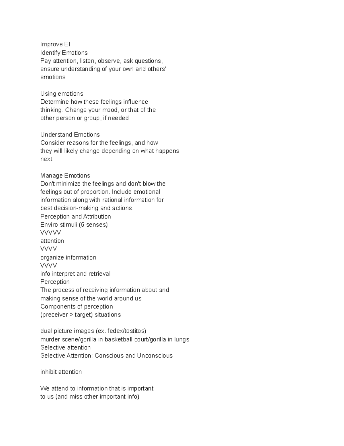 Busi 405 - lecture notes - Improve EI Identify Emotions Pay attention ...