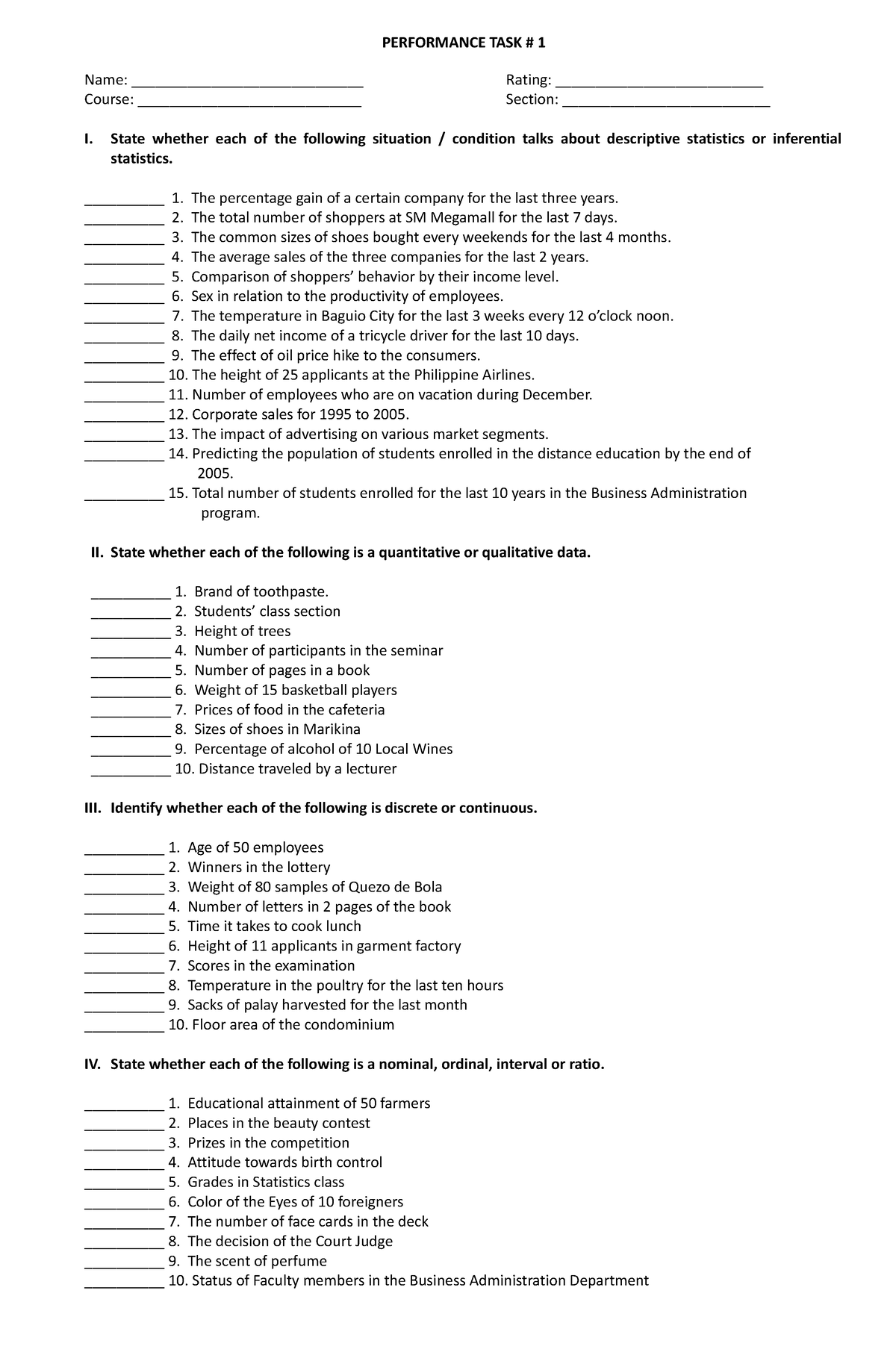 PT in Statistics 1 - Activity and exercises for a better understanding ...