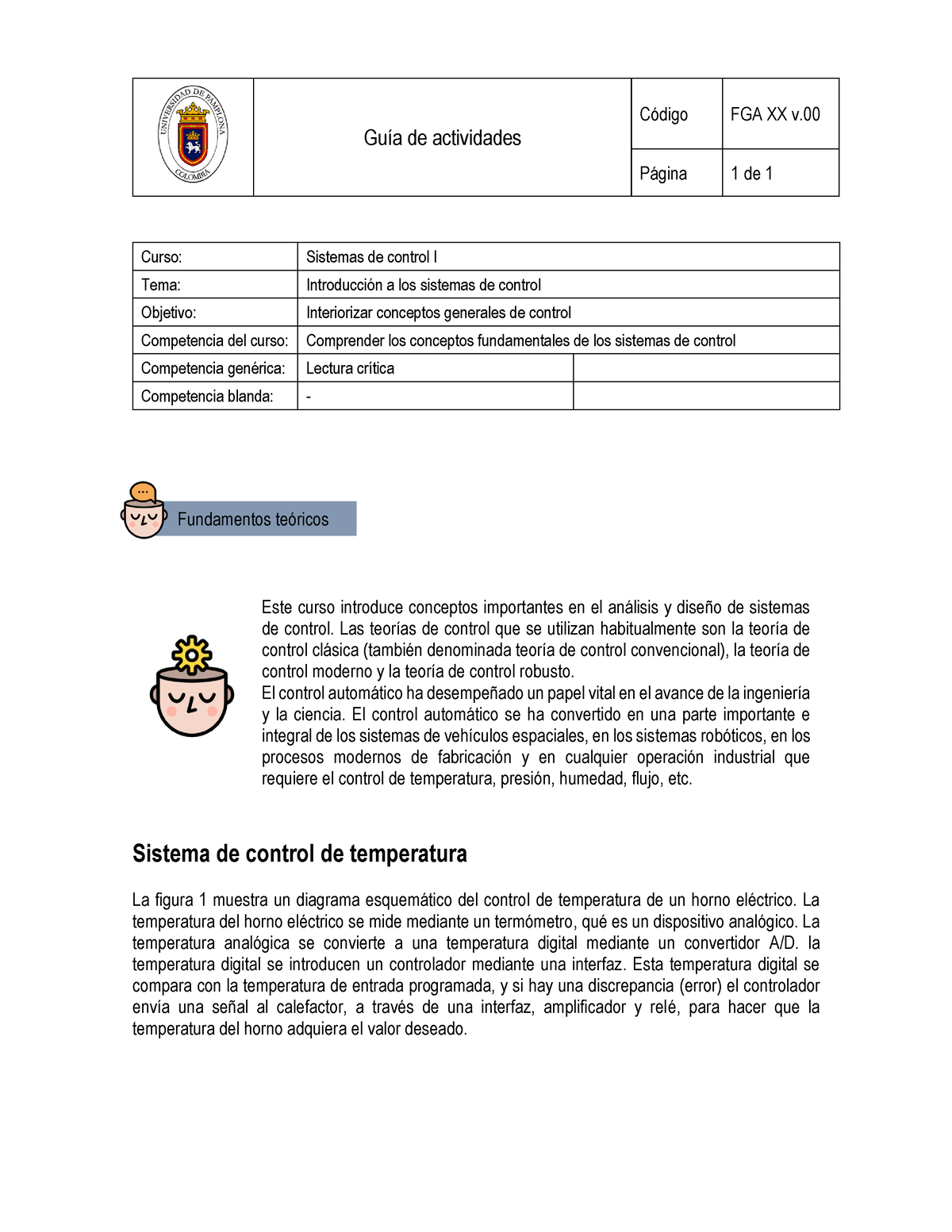 01 Conceptos Generales GuÌa De Actividades P·gina 1 De 1 Curso Sistemas De Control I Tema 3582