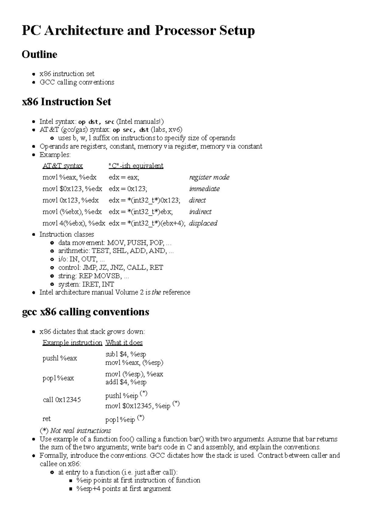 L5 - Operating Systems - PC Architecture and Processor Setup Outline ...