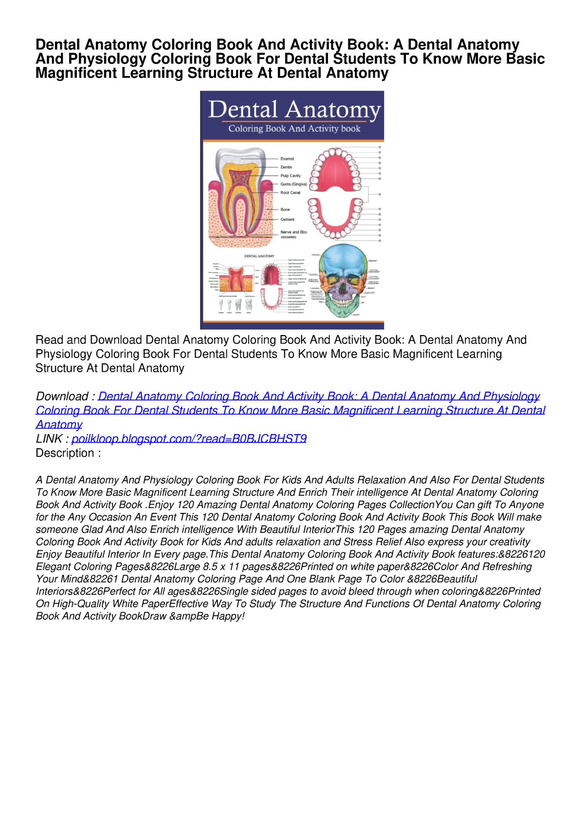 [PDF] READ Free Dental Anatomy Coloring Book And Activity Book A