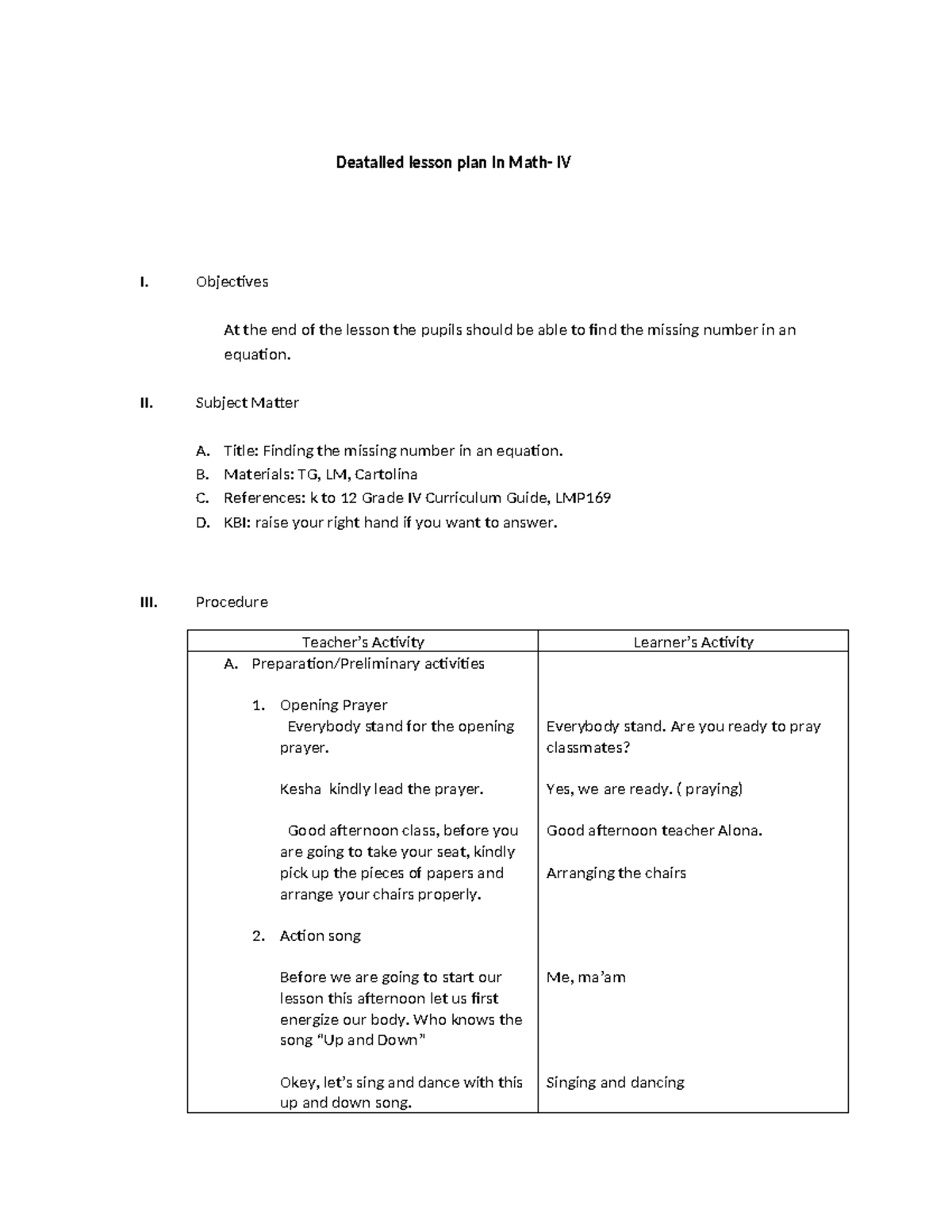 Math IV pre demo - DLP - Deatailed lesson plan in Math- IV I ...