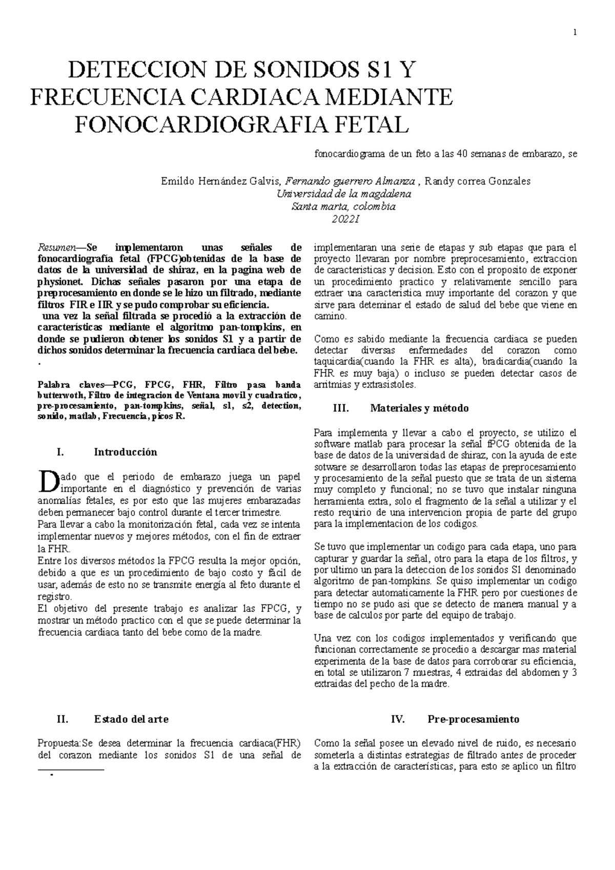 Proyecto final f PCG fetal - Resumen—Se implementaron unas señales de ...
