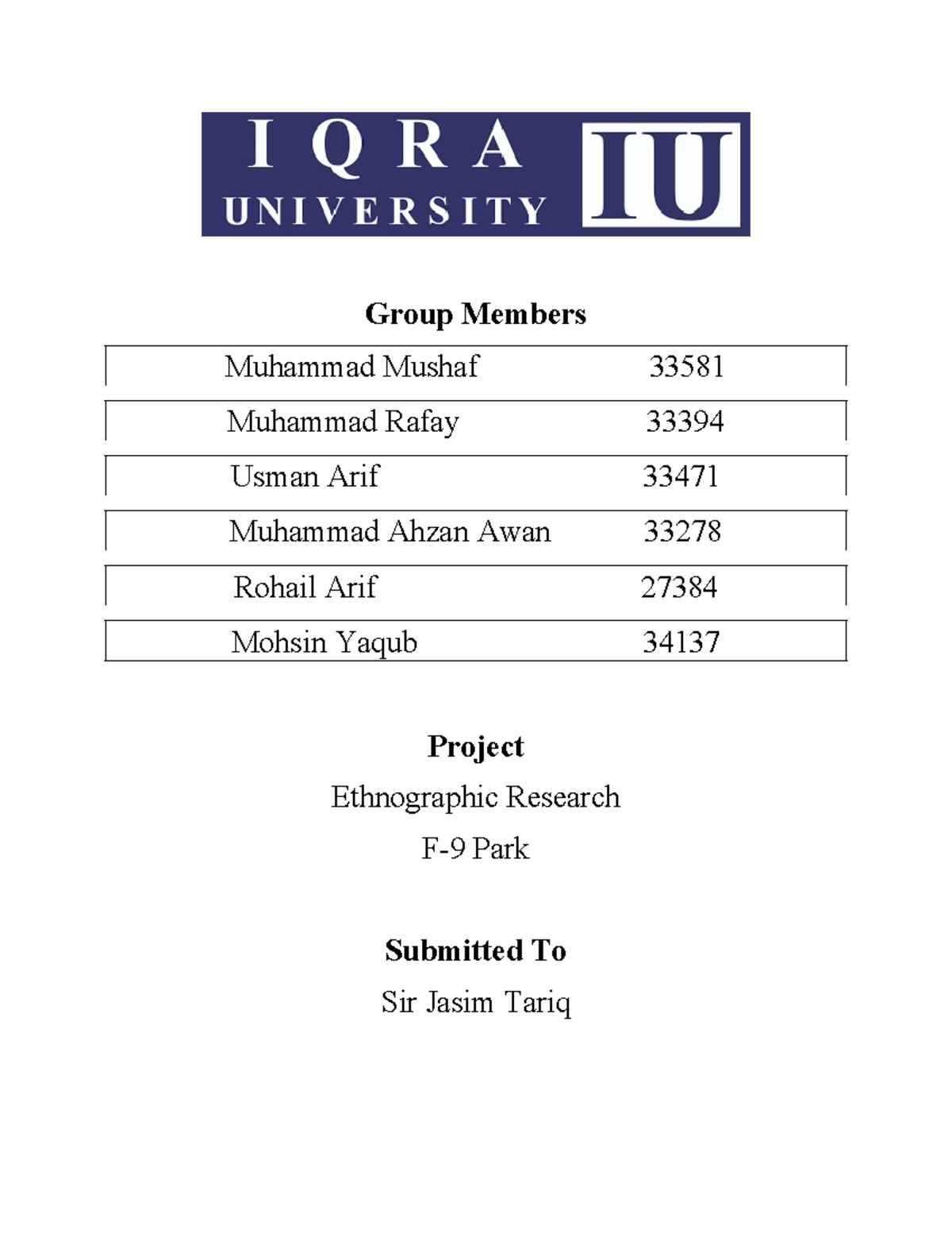 RMS Project - Group Members Muhammad Mushaf 33581 Muhammad Rafay 33394 ...