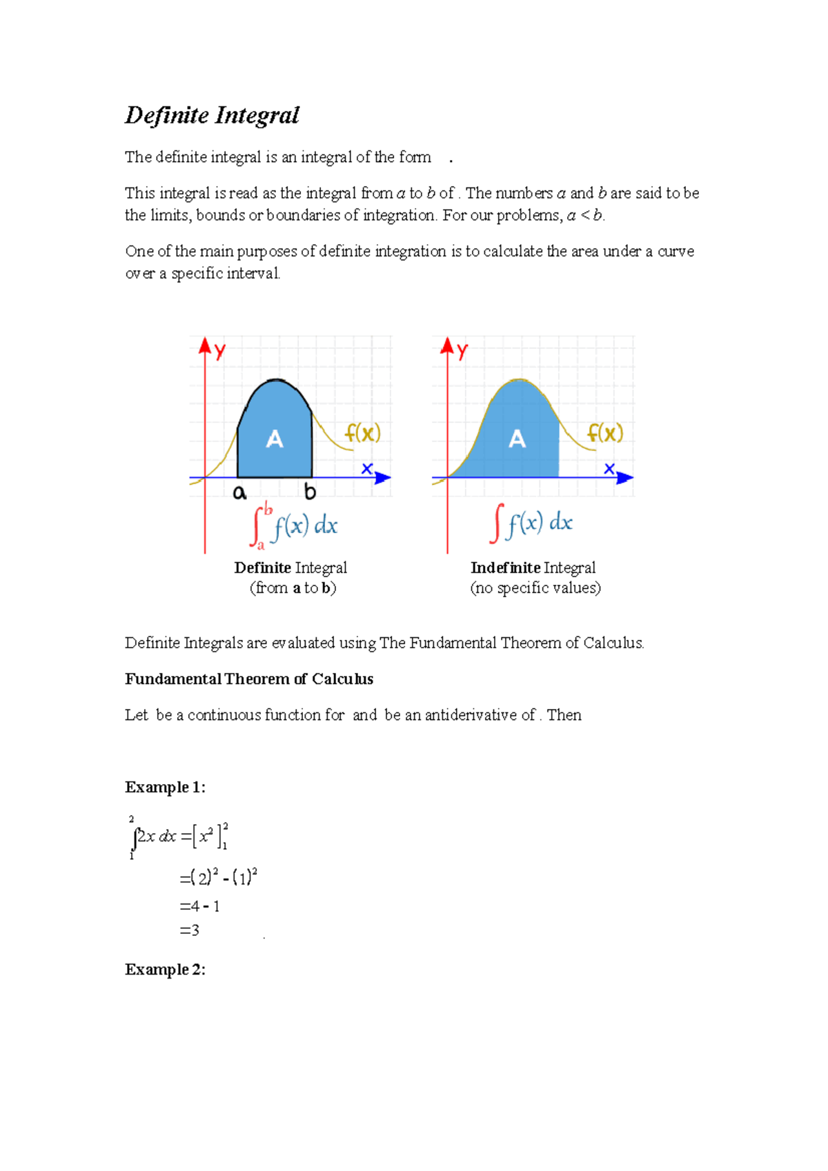 Definite Integral - This consist of notes and practice questions ...