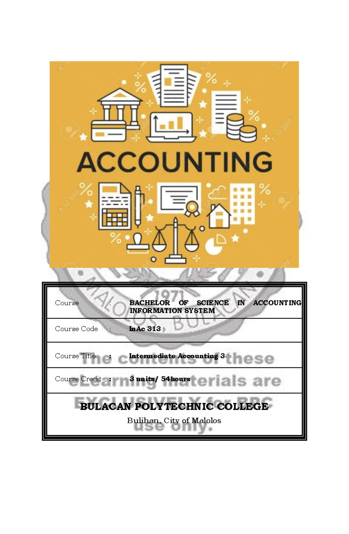 Module In Ac 313 2 1 - cccc - Course : BACHELOR OF SCIENCE IN ...