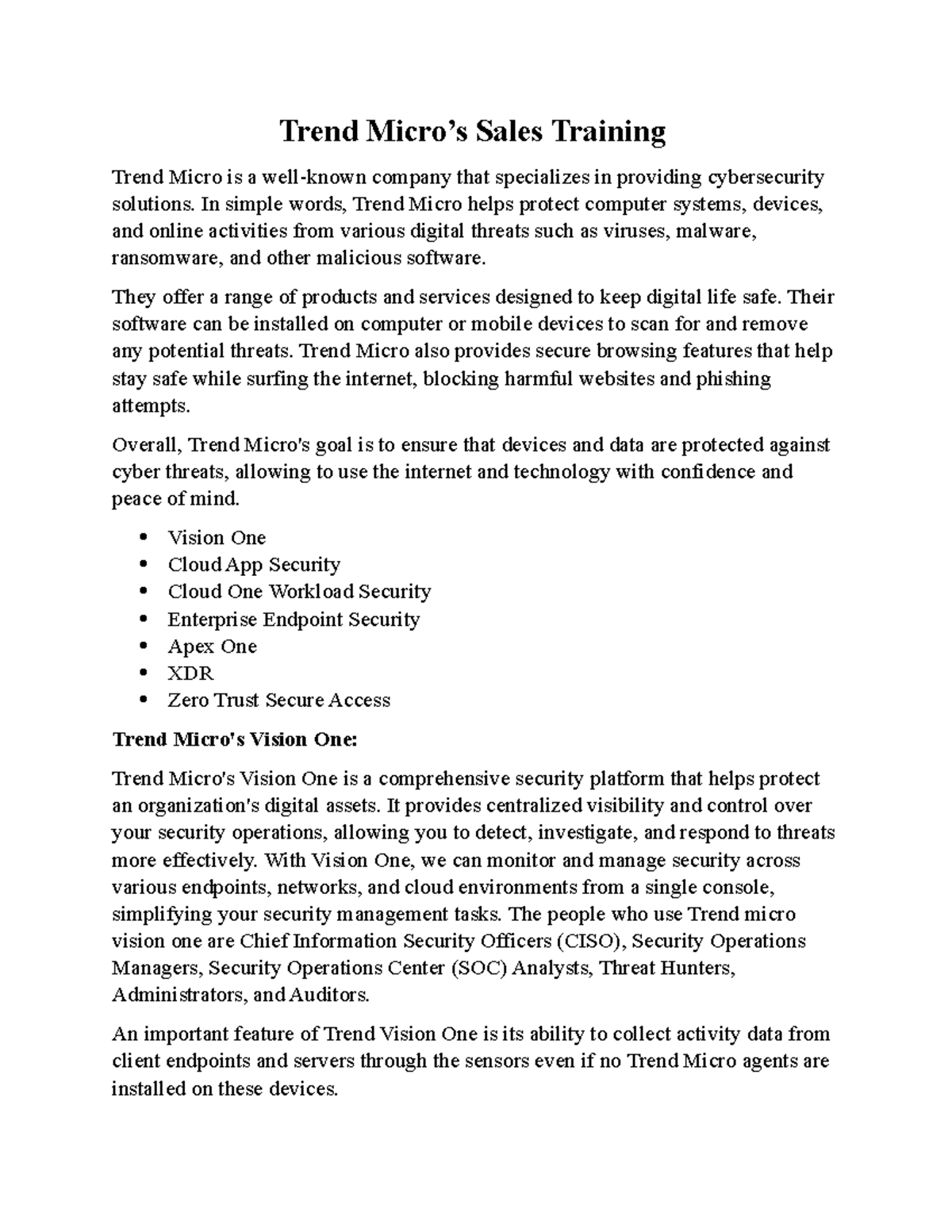 Trend Micro - ADSADSA - Trend Micro’s Sales Training Trend Micro is a ...