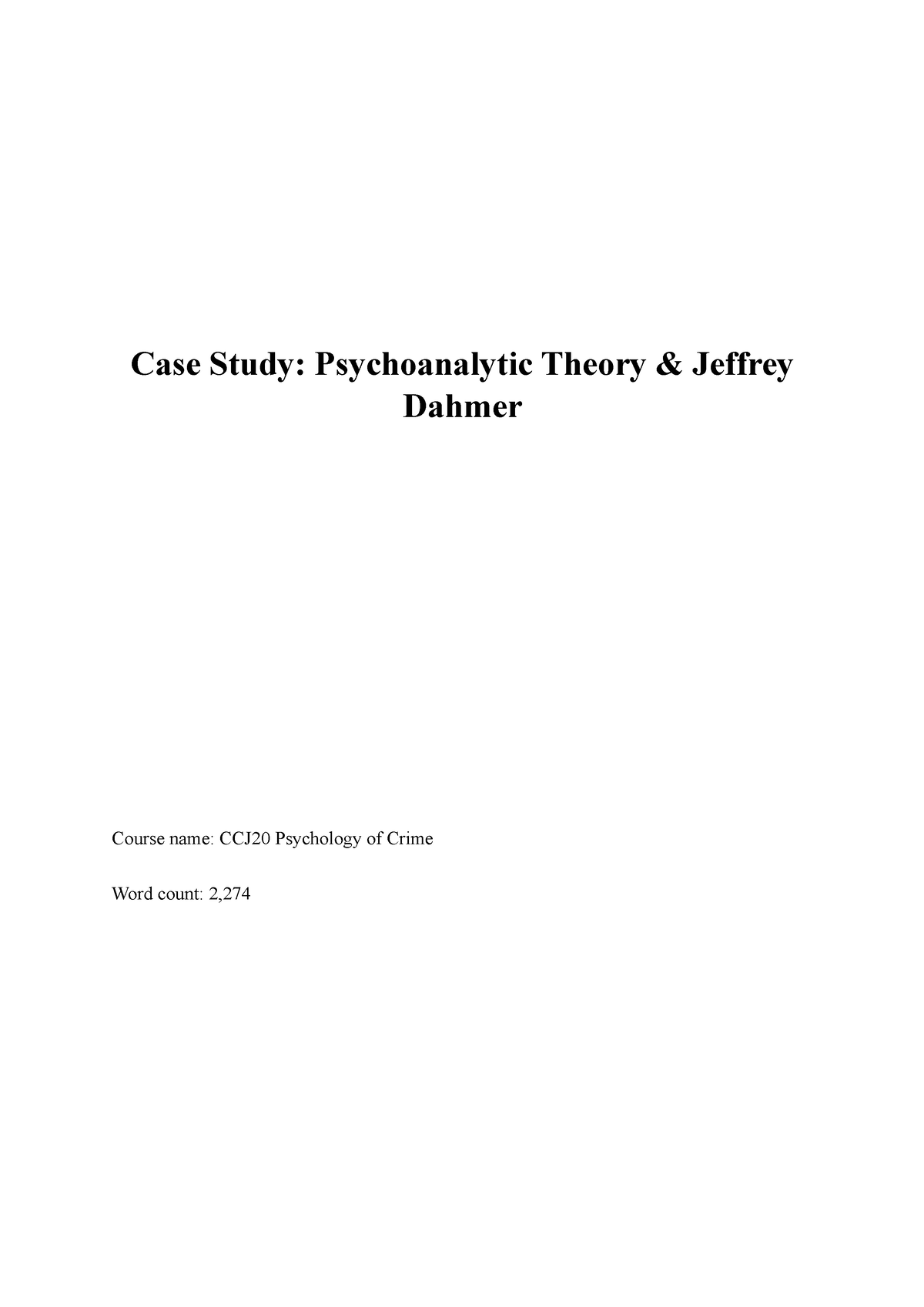 psychology of crime case study