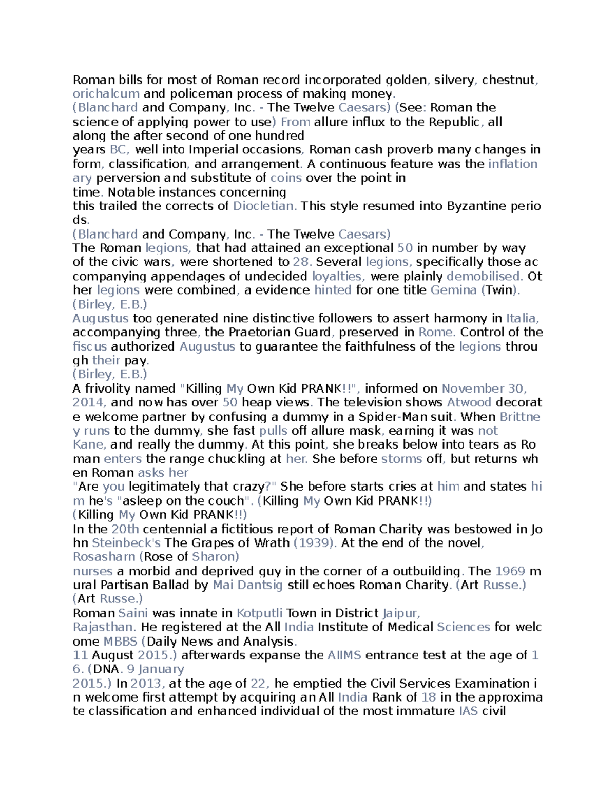 Grst essay - Roman bills for most of Roman record incorporated golden ...