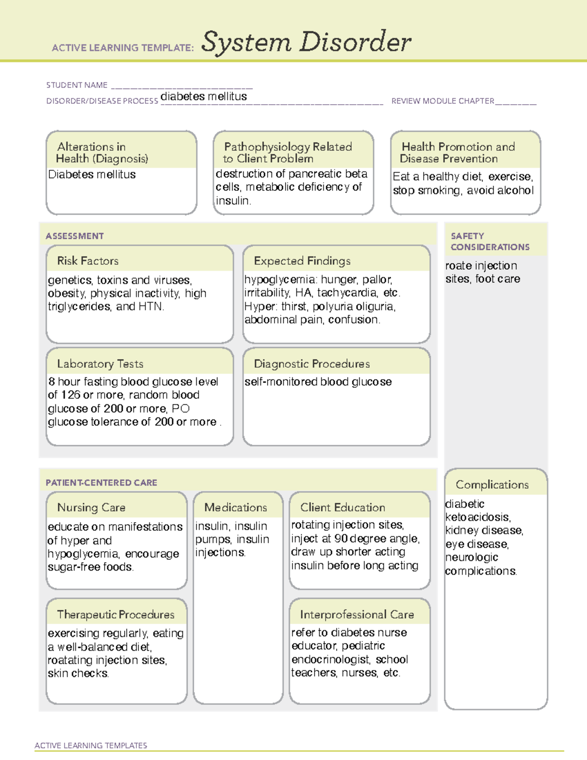 DM ATI template - ACTIVE LEARNING TEMPLATES System Disorder STUDENT ...