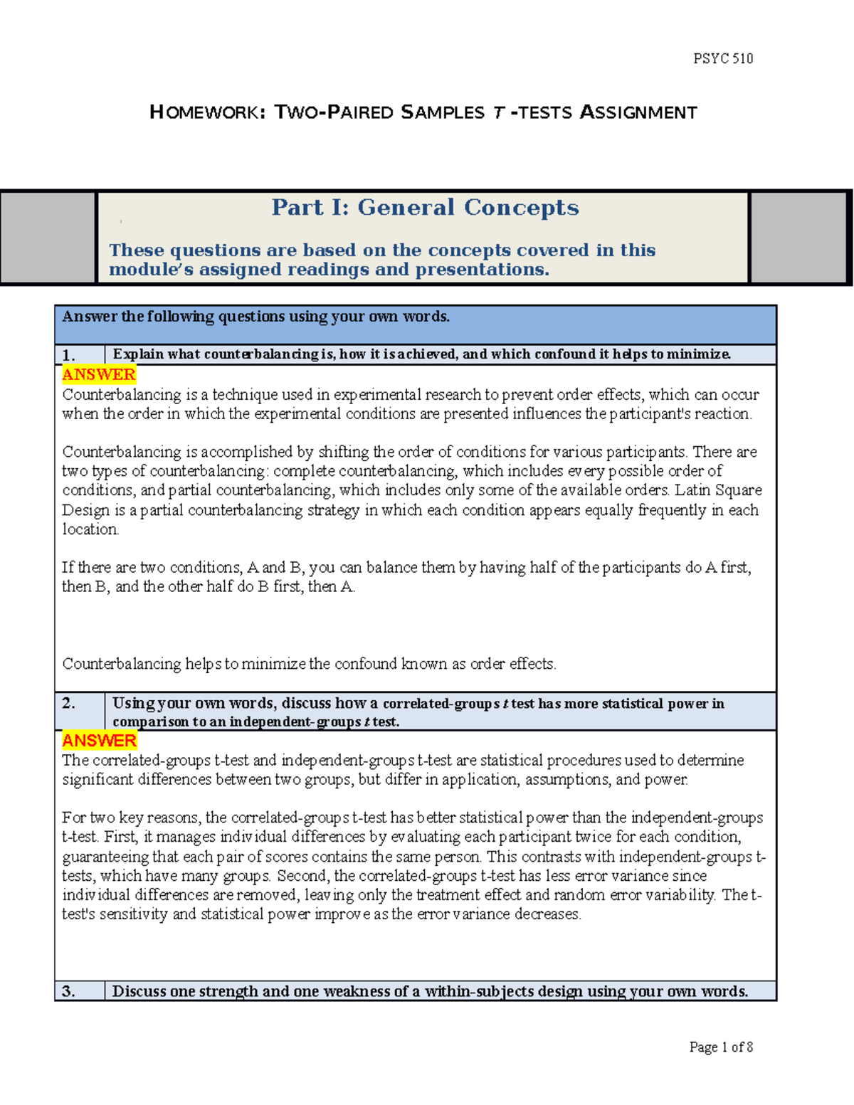 HW8 Tiffany Wilson 510B03 - HOMEWORK: TWO-PAIRED SAMPLES T - TESTS ...