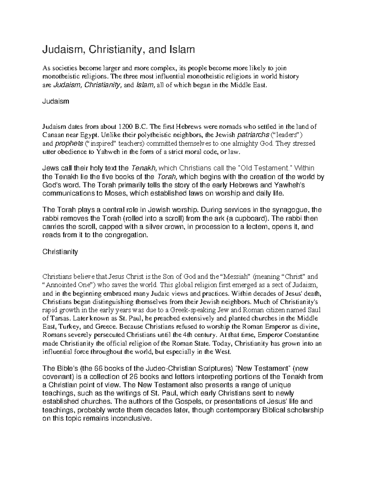 Judaism, Christianity, and Islam - The three most influential ...