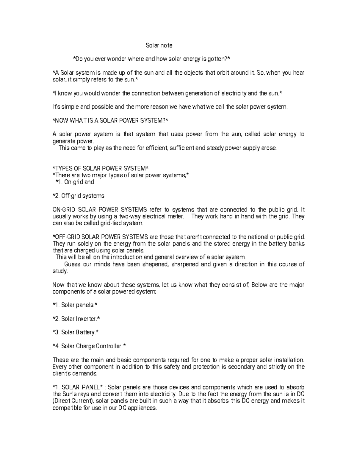 Solar note - Solarnote Doyoueverwonderwhereandhowsolarenergyisgotten ...